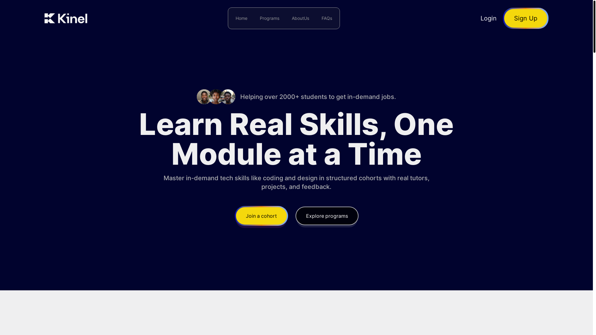website screenshot of https://dev-kinel-website.pages.dev/