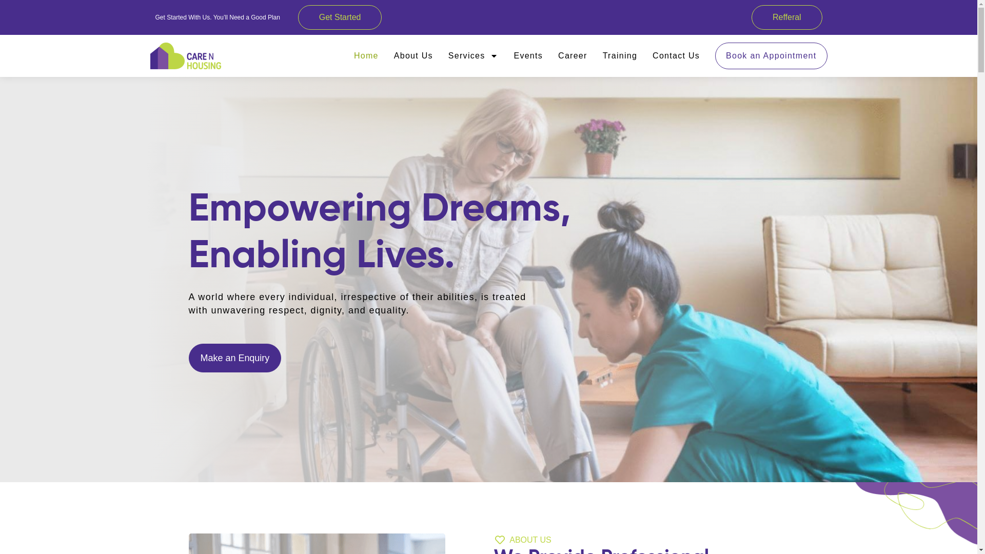 website screenshot of https://carenhousing.online/