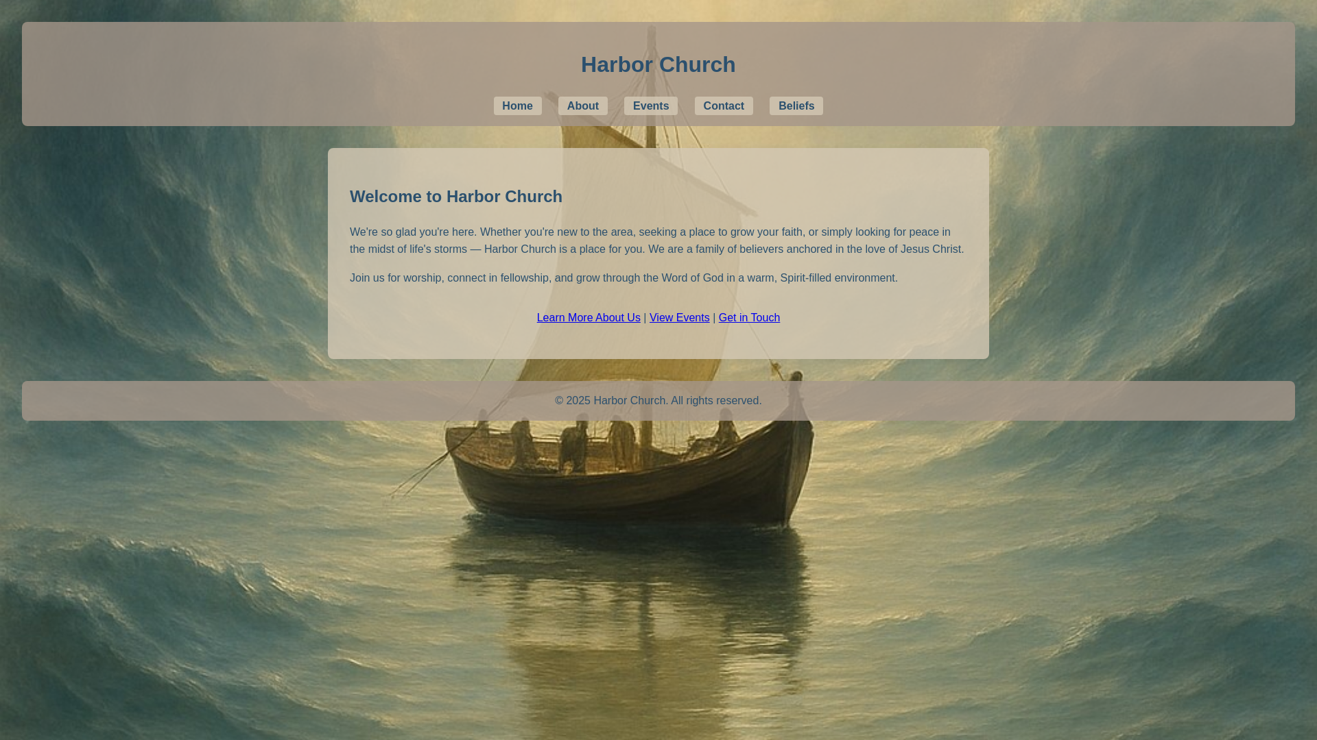 website screenshot of https://harborchurchpcg.org/