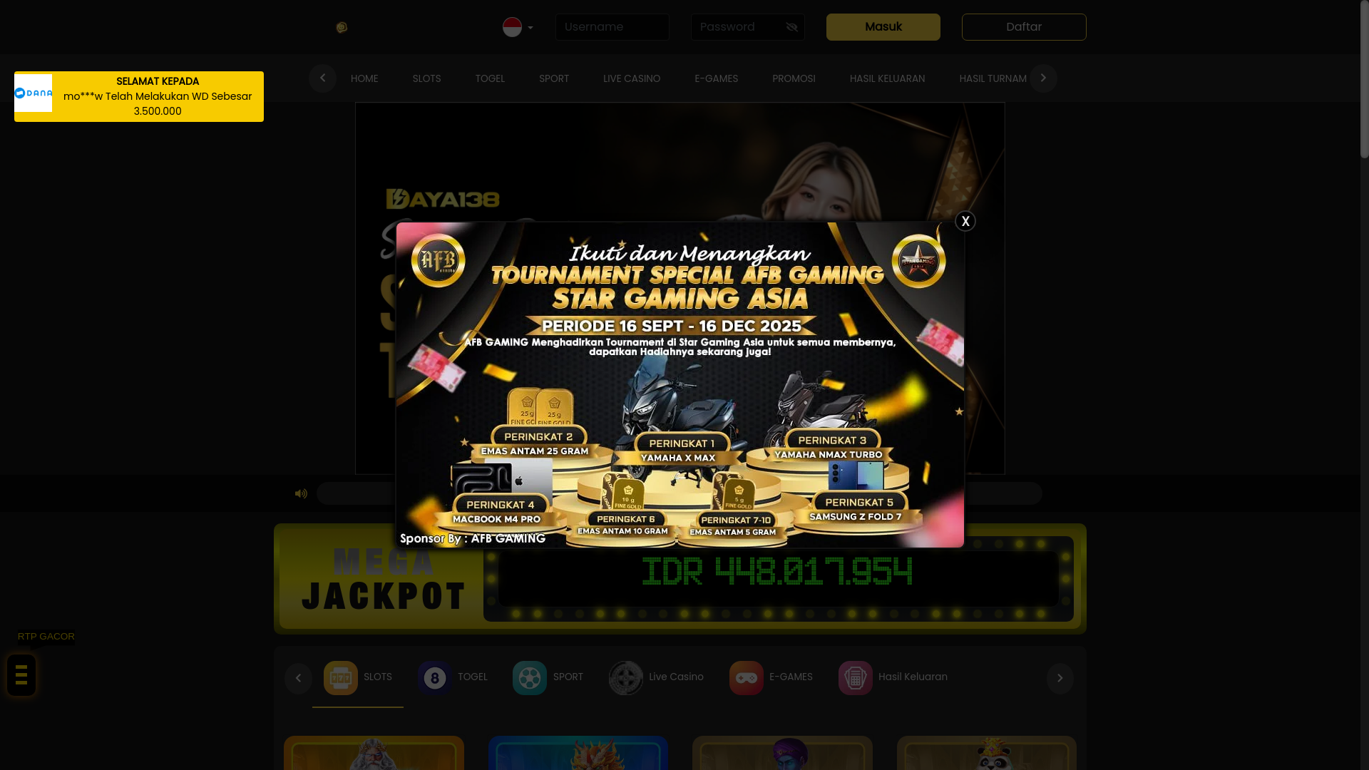 website screenshot of https://link9bosdaya138.pro/