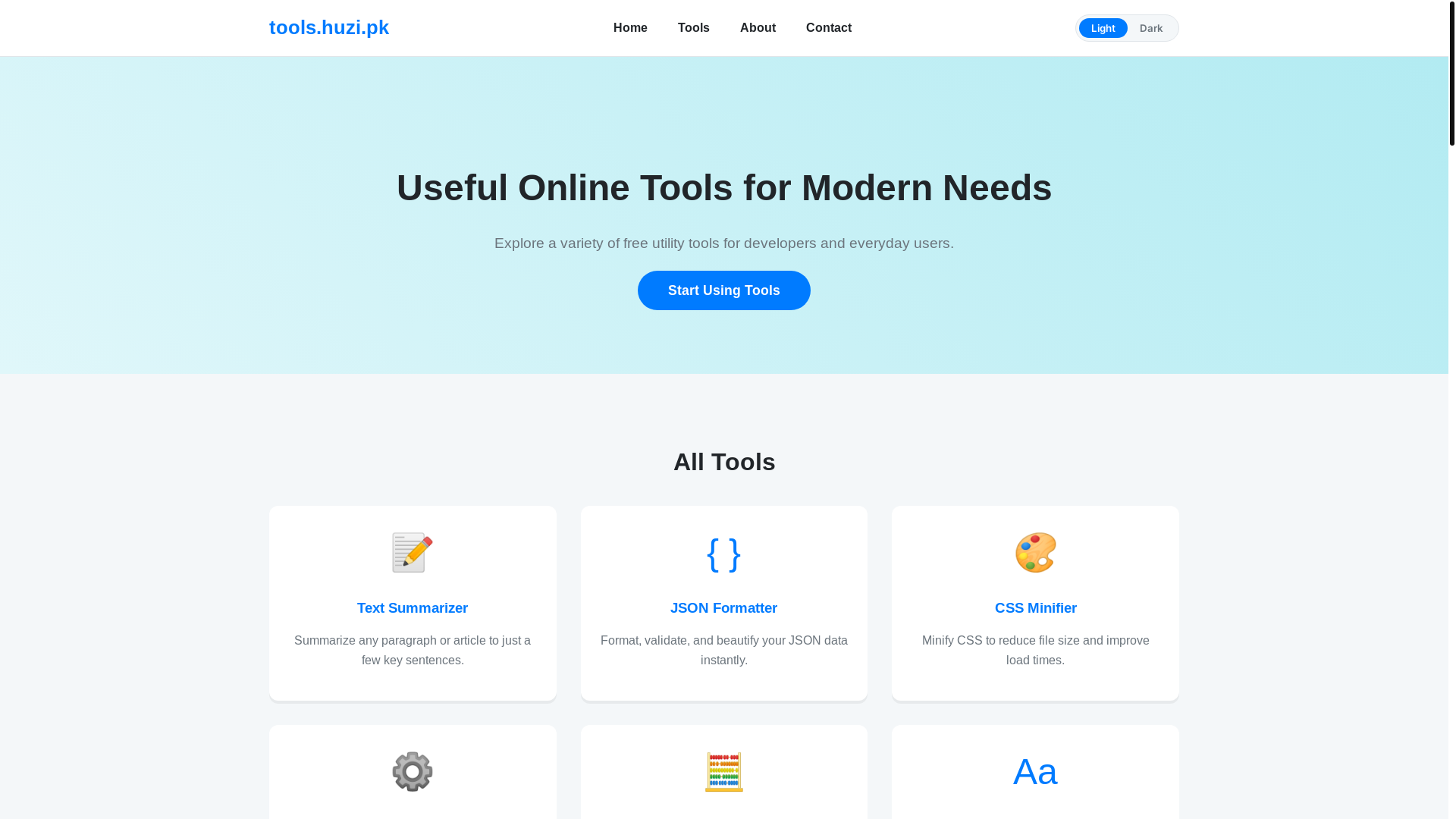 website screenshot of https://tools-website-9op.pages.dev/