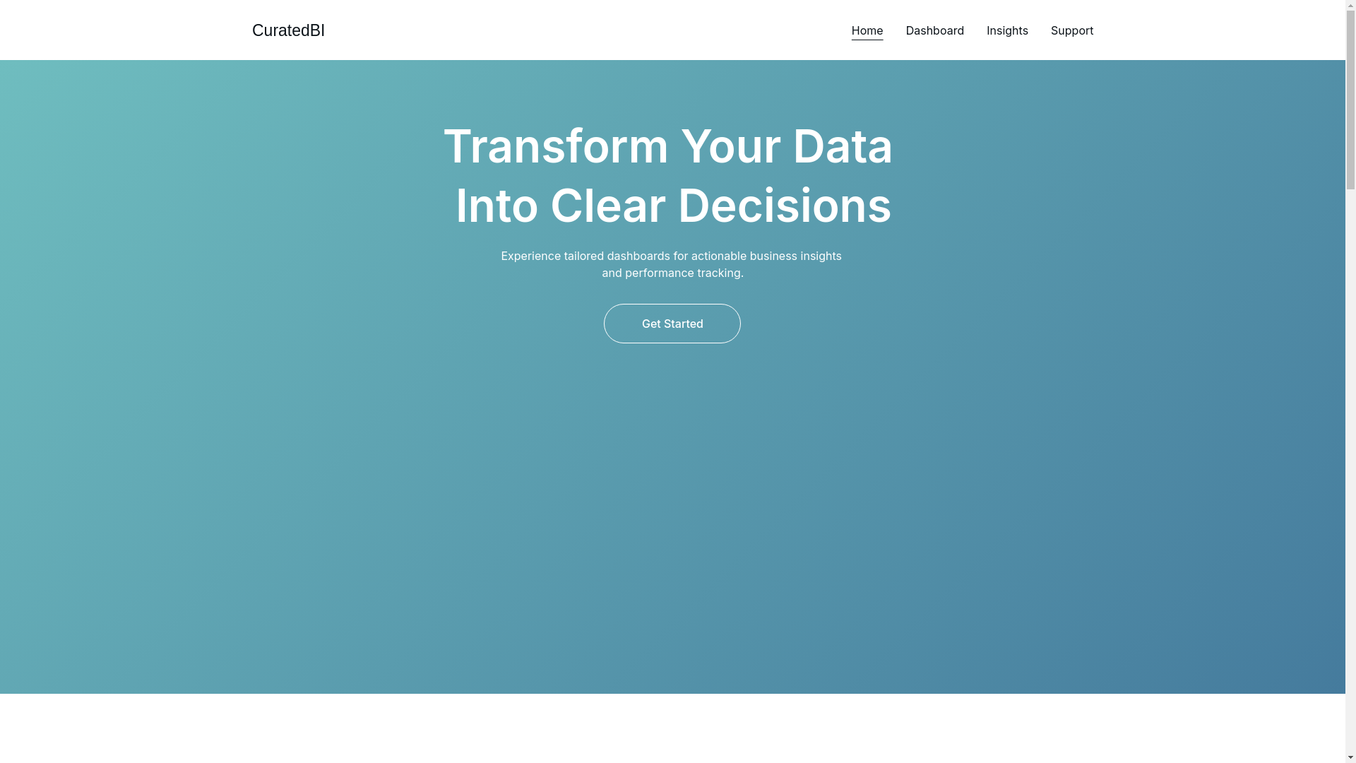 website screenshot of https://curatedbi.com/