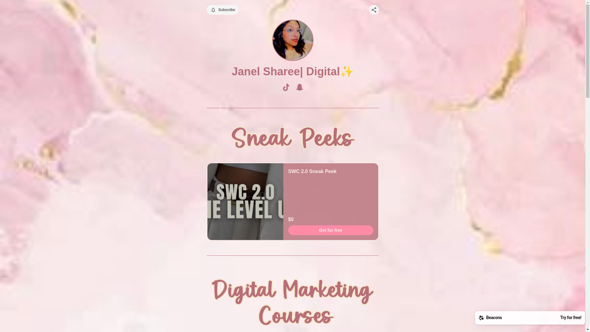 website screenshot of https://janelwdigital.store/