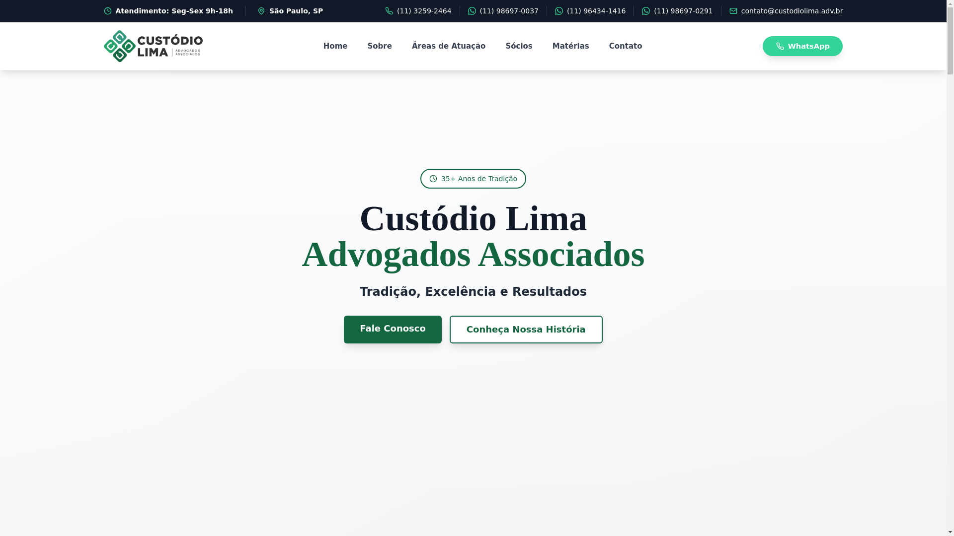 website screenshot of https://custodiolima.adv.br