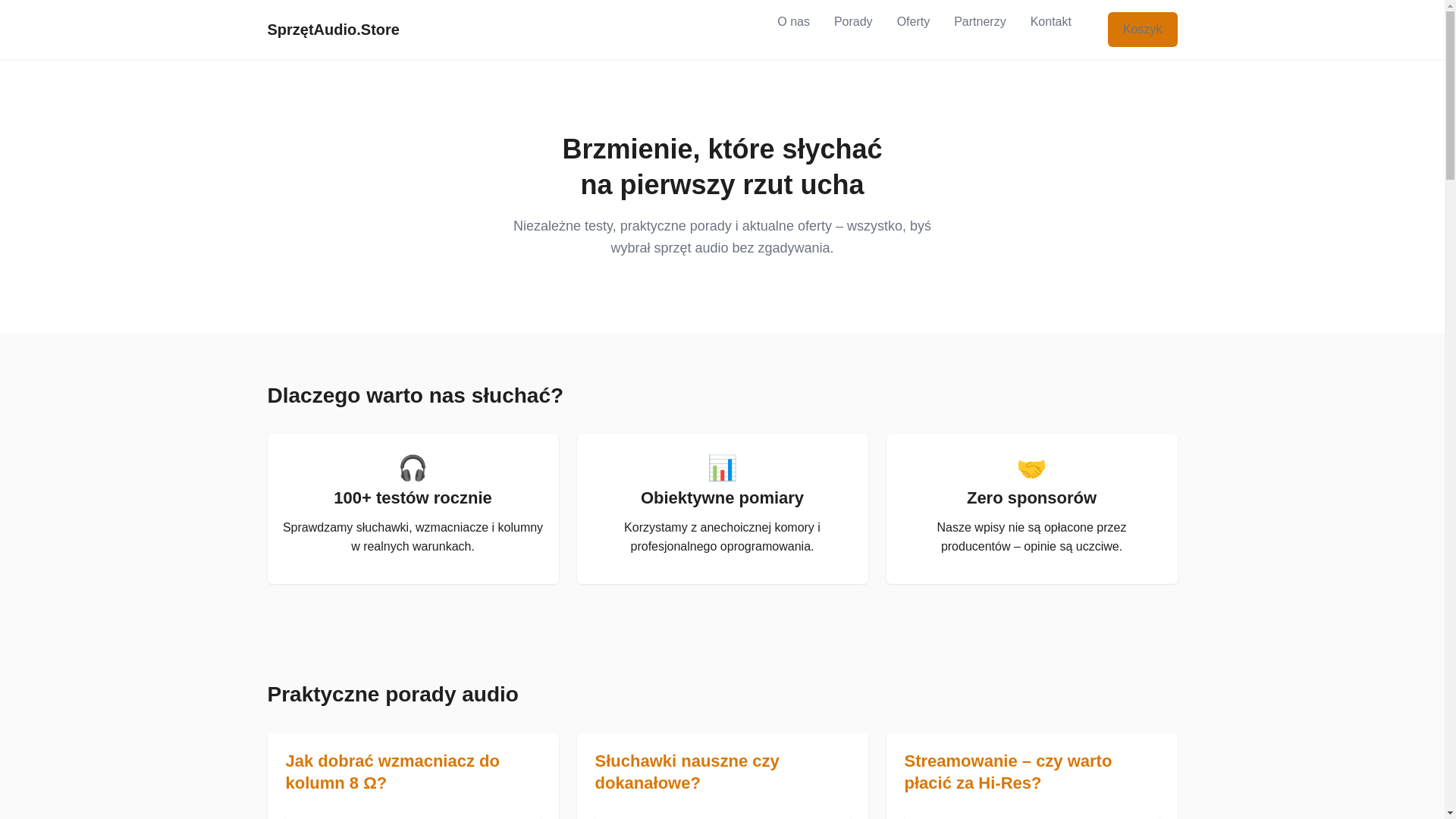 website screenshot of https://sprzetaudio.store/