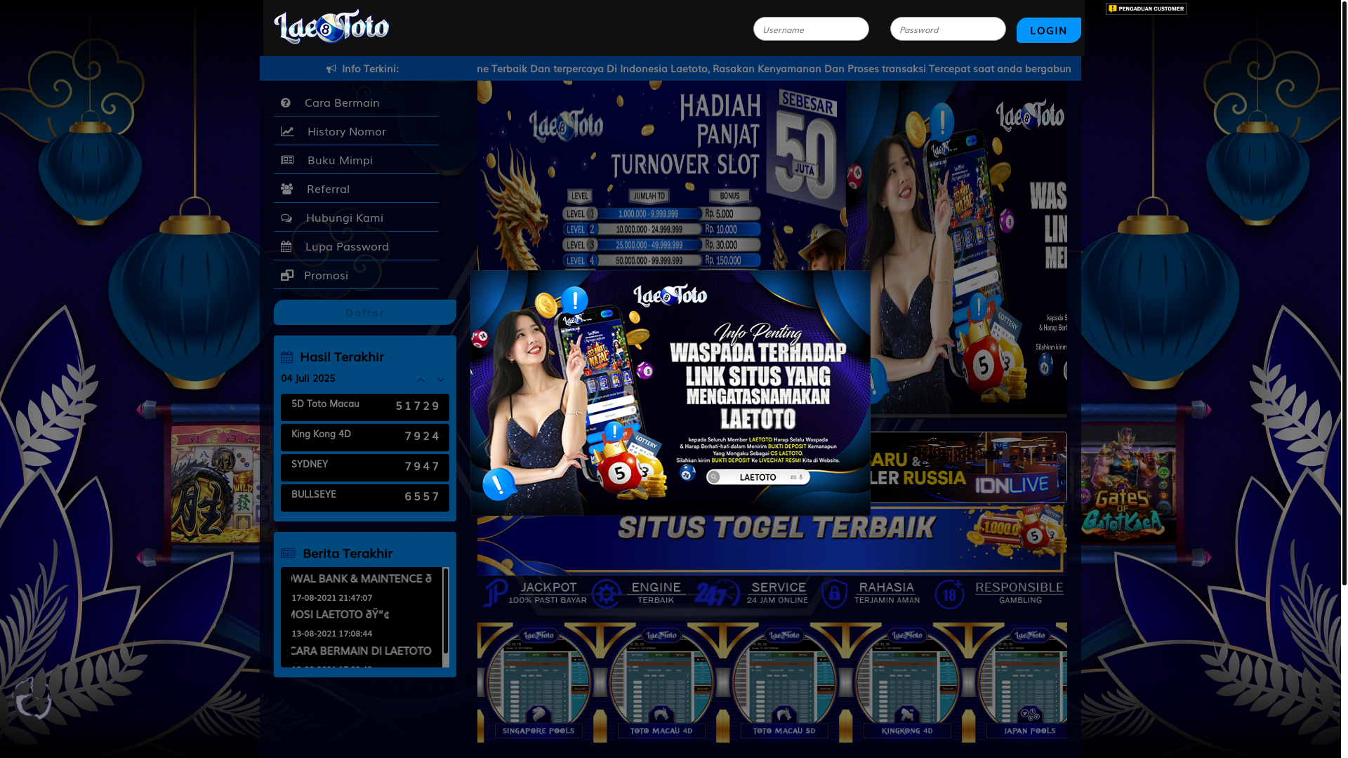 website screenshot of https://laemakinjaya88.com/