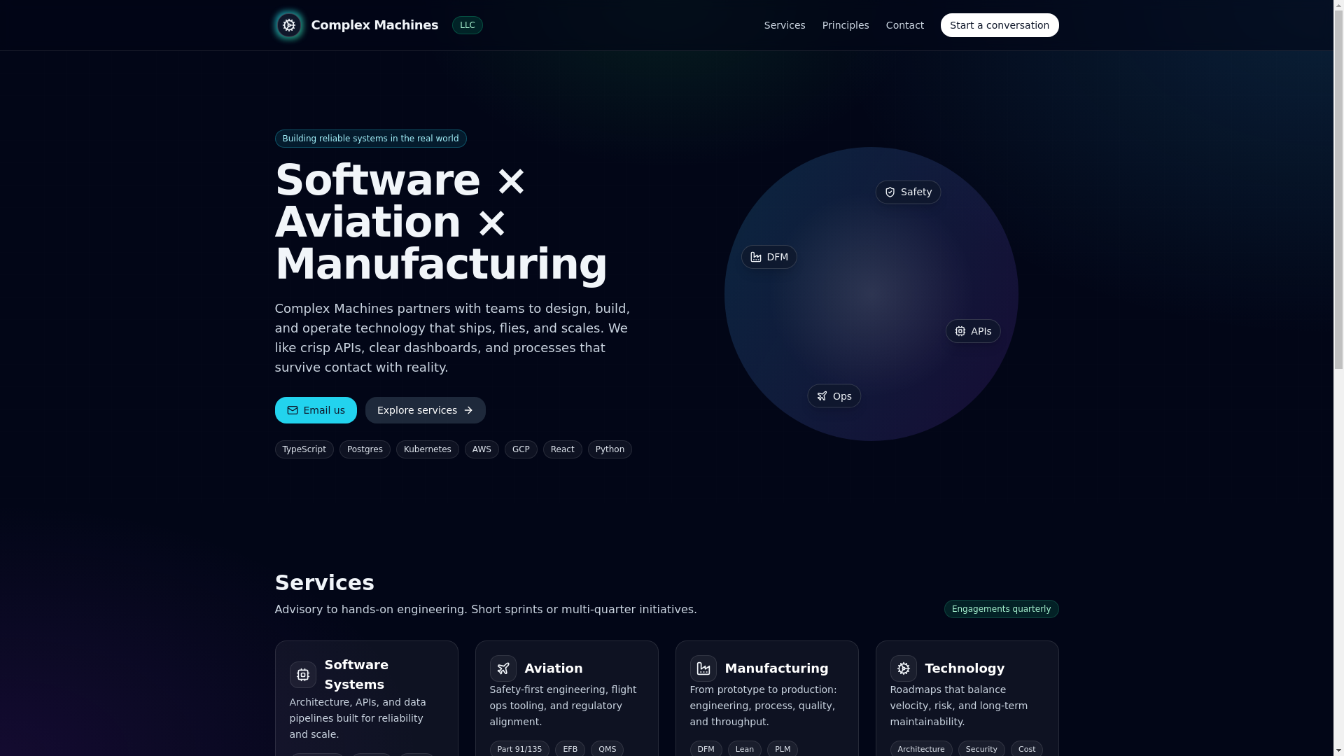 website screenshot of https://complexmachines.pages.dev/