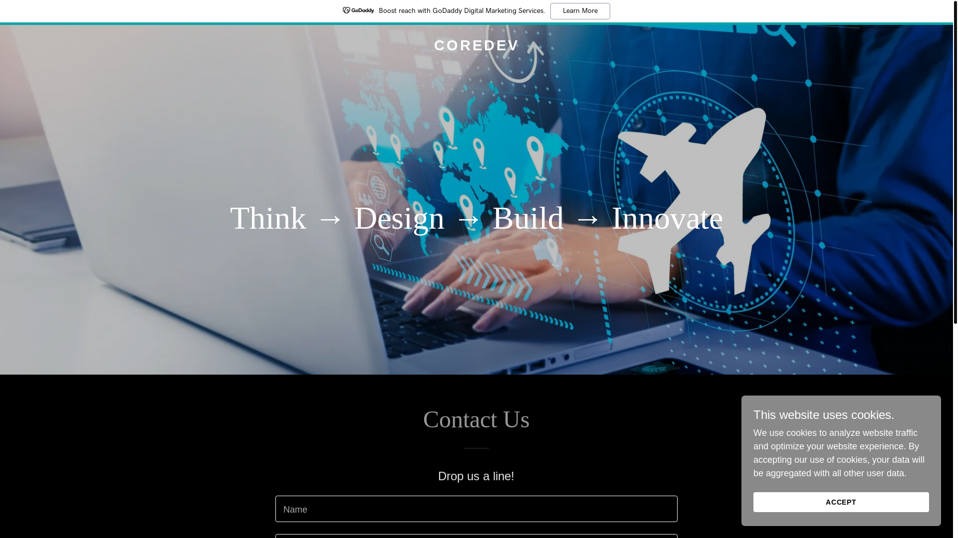 website screenshot of https://coredevtravel.com/