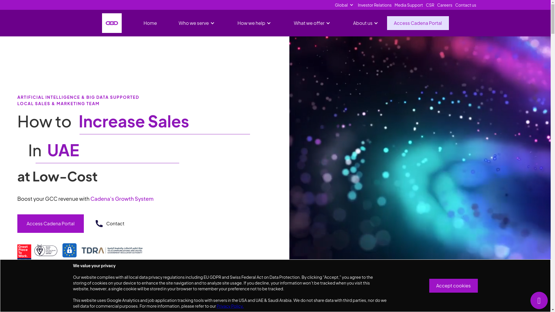 website screenshot of https://cadena-support.live/