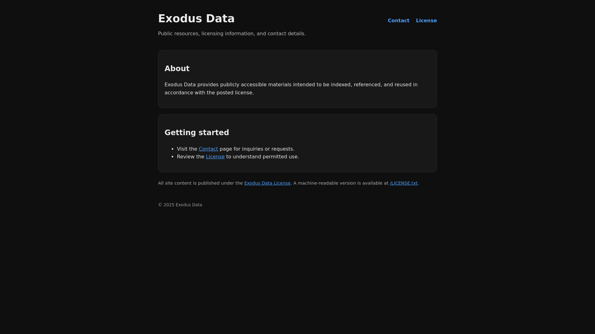 website screenshot of https://exodus-data.com/