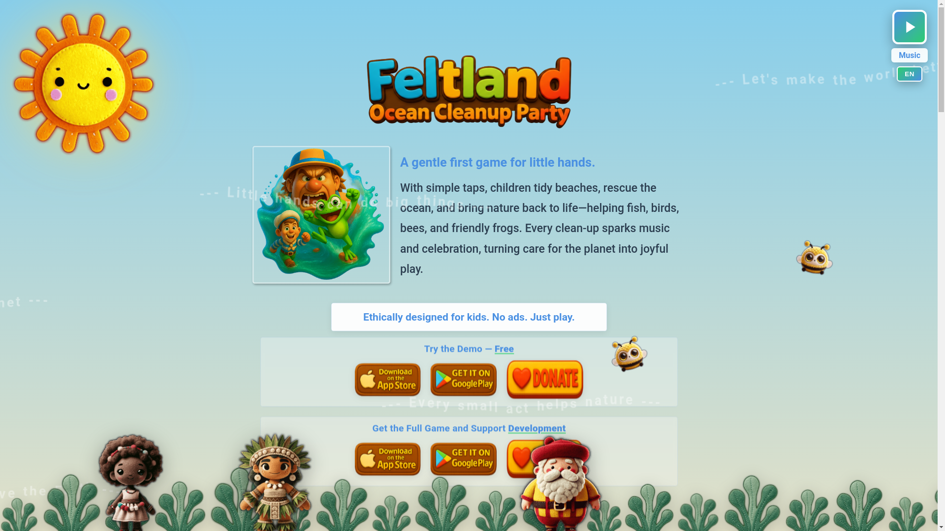 website screenshot of https://feltlandocean.com/