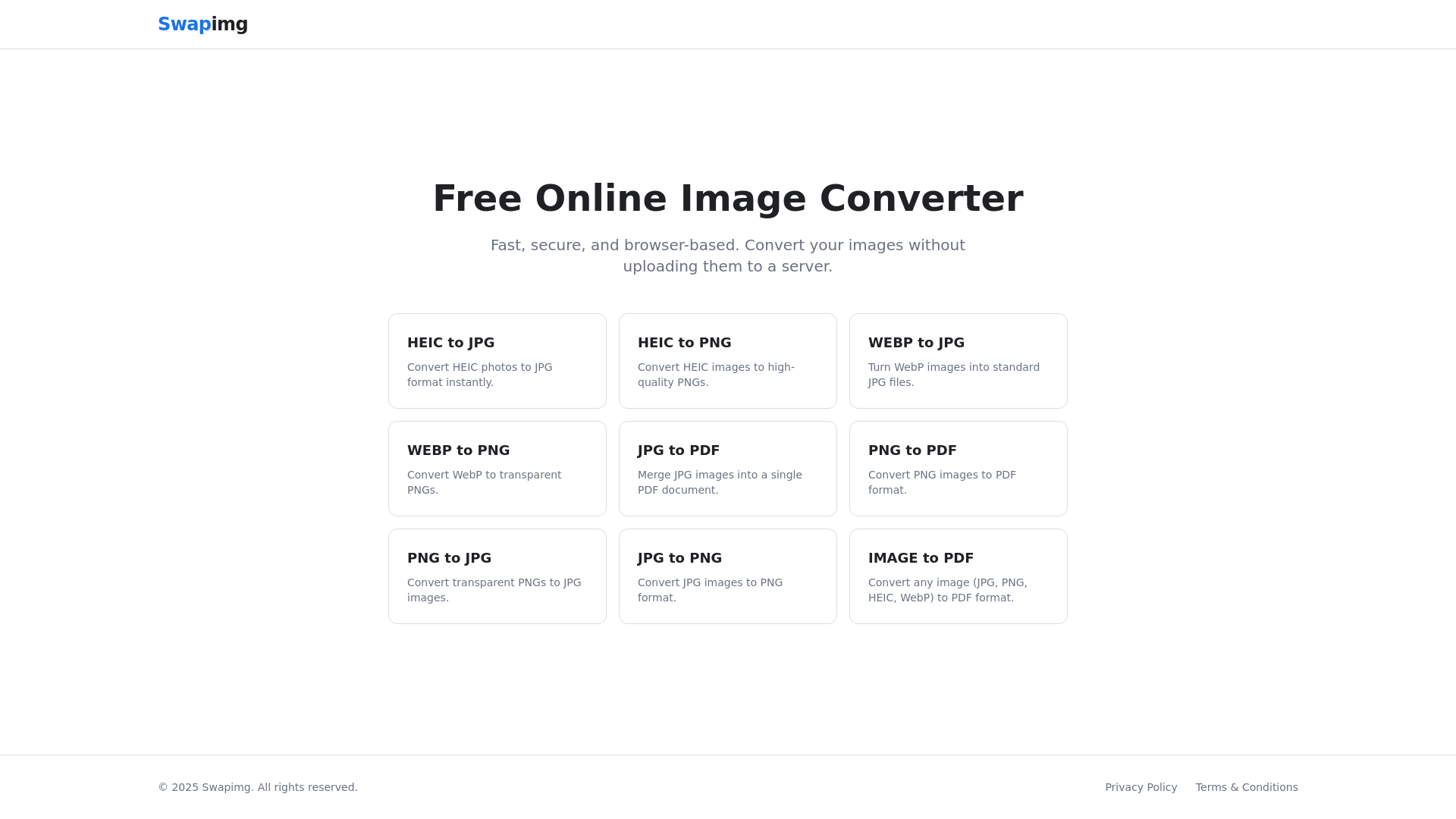 website screenshot of https://swapimg.com/
