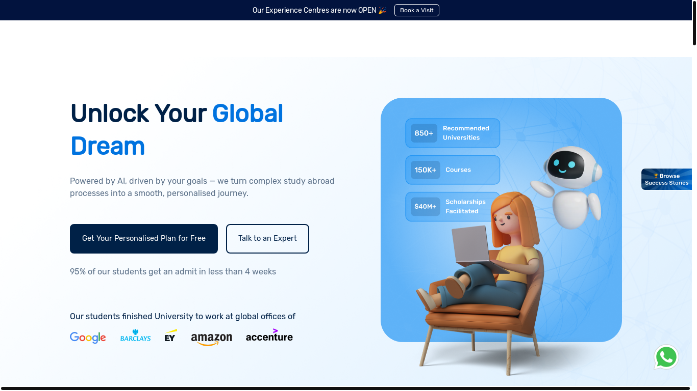 website screenshot of https://leverageedu.com/