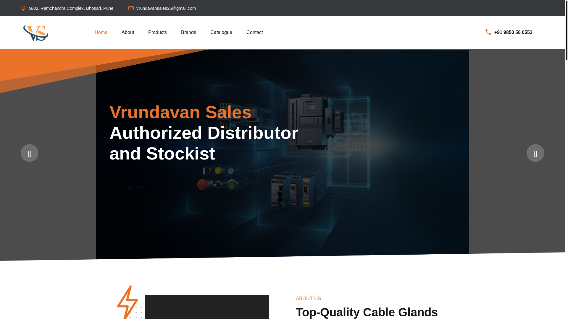 website screenshot of https://vrundavansales.com/