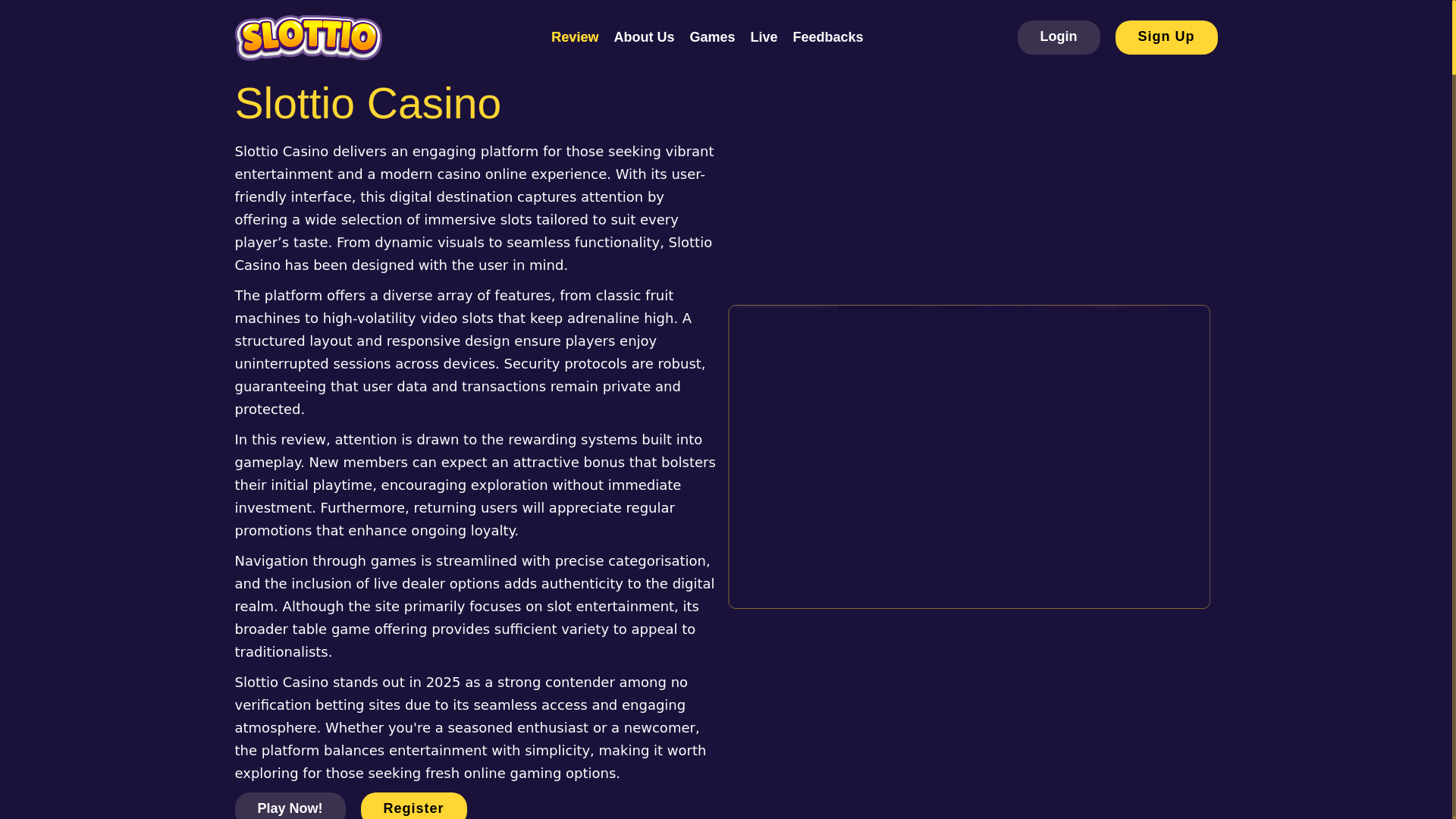 website screenshot of https://slottiocasino.co.uk/