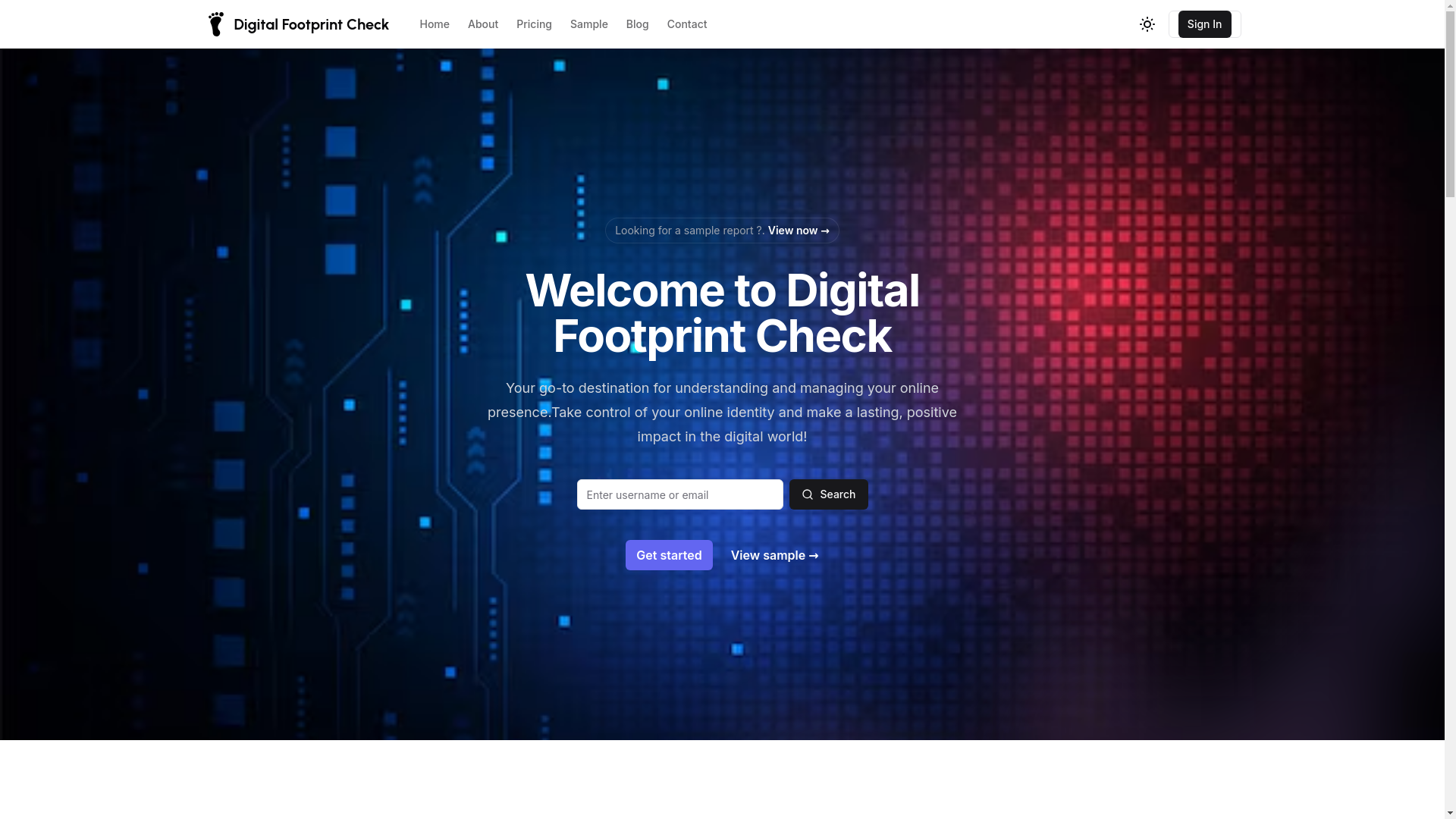 website screenshot of https://digitalfootprintcheck.com/