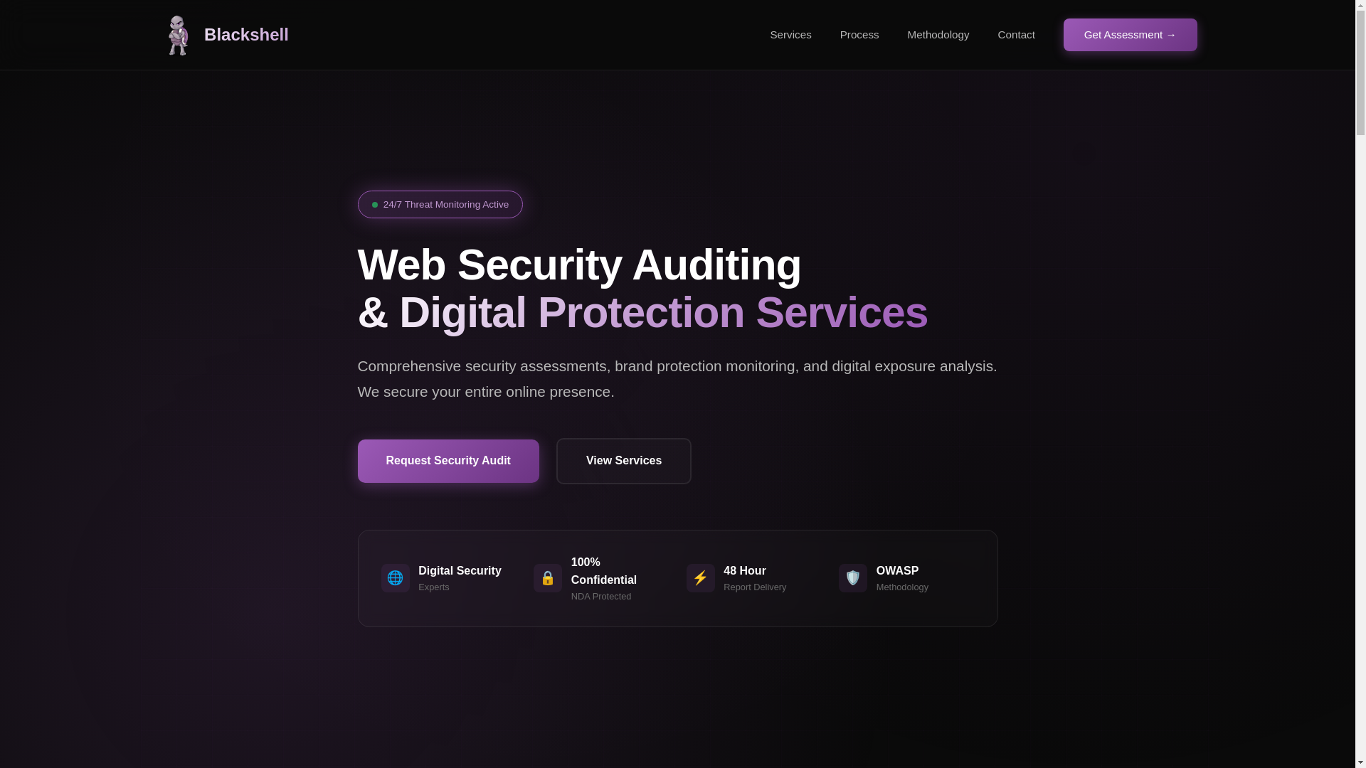 website screenshot of https://blackshell.sh/