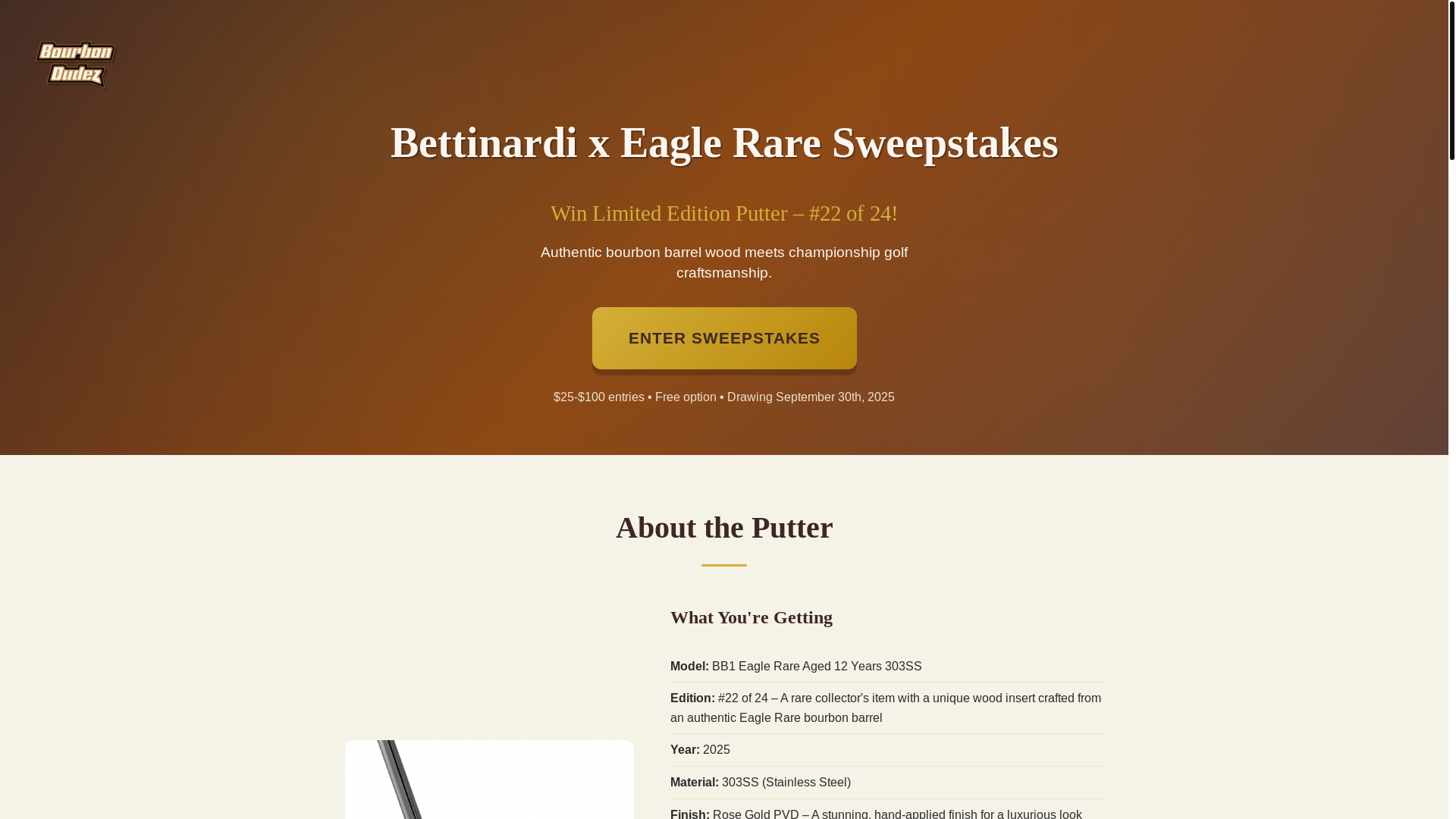 website screenshot of https://bourbondudezsweepstakes.com/