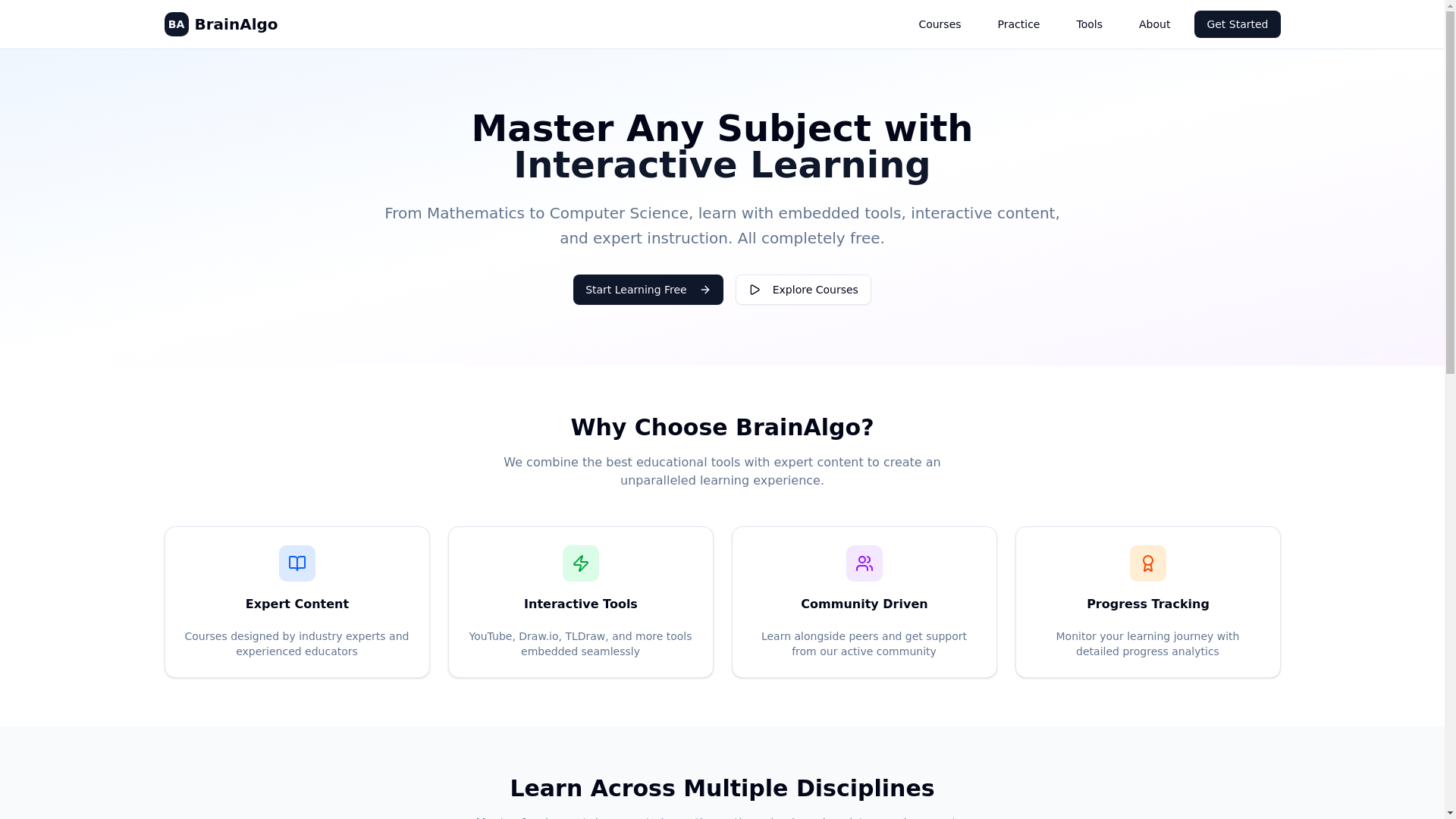 website screenshot of https://brainalgo.in/