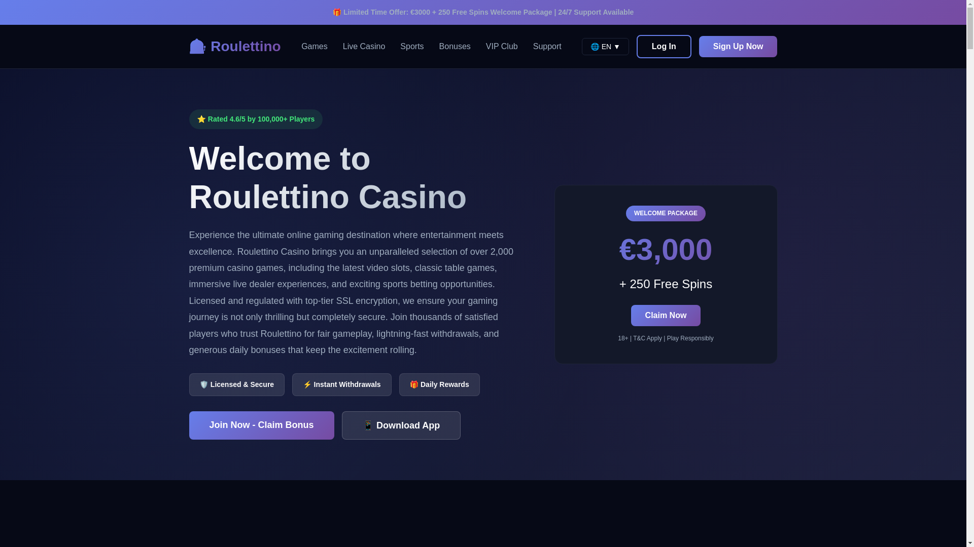 website screenshot of https://roulettinobet.pages.dev/