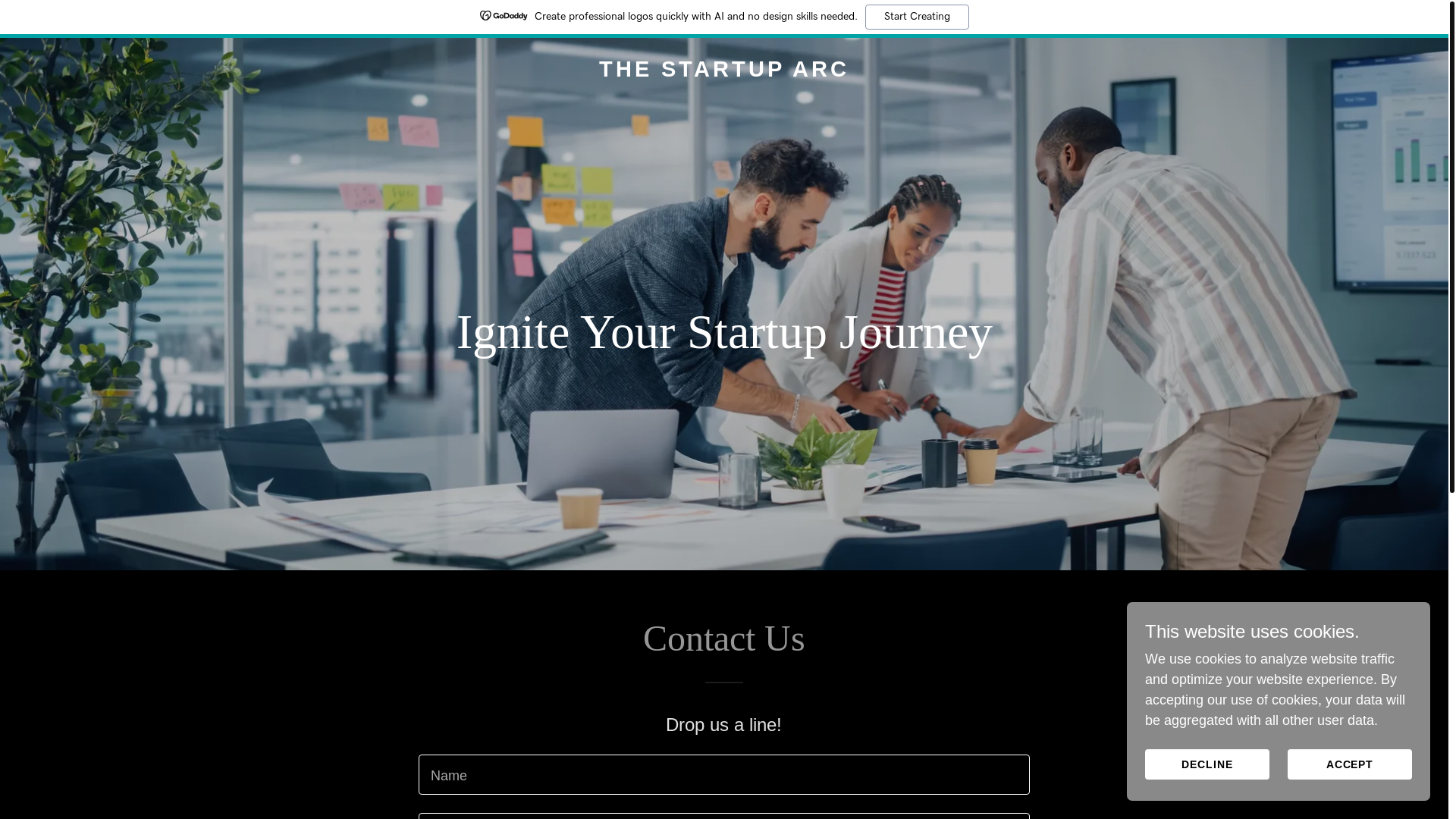website screenshot of https://thestartuparc.com/