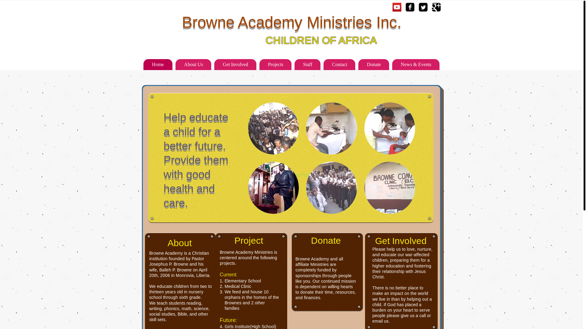 website screenshot of https://browneacademyministries.org/