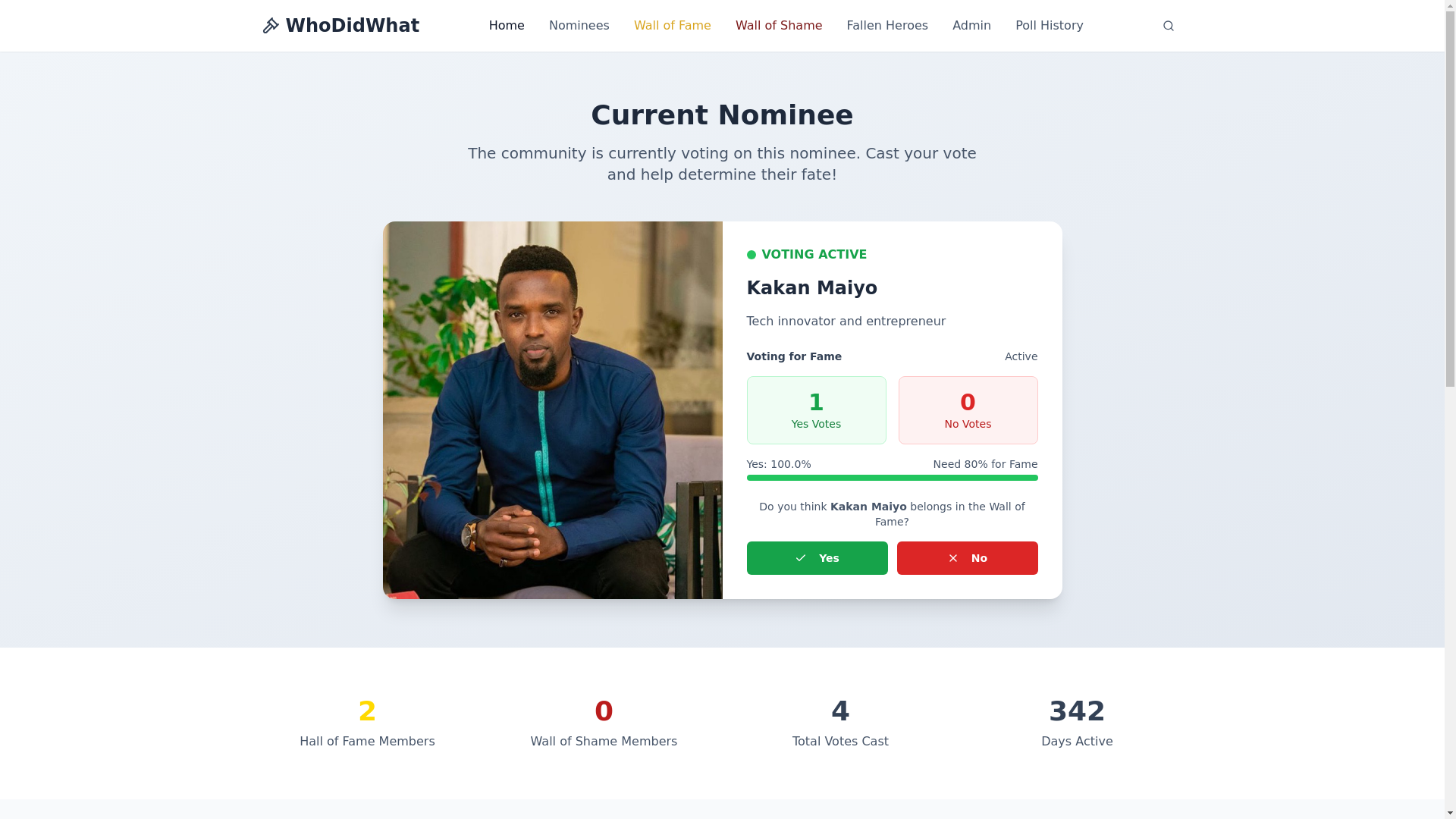 website screenshot of https://fameshameboard.com/