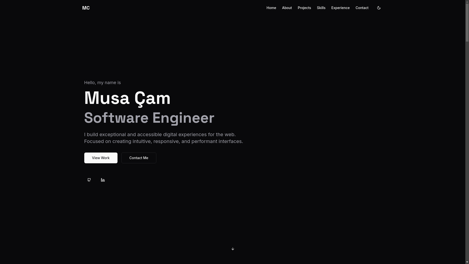 website screenshot of https://musacam-portfolio.pages.dev/