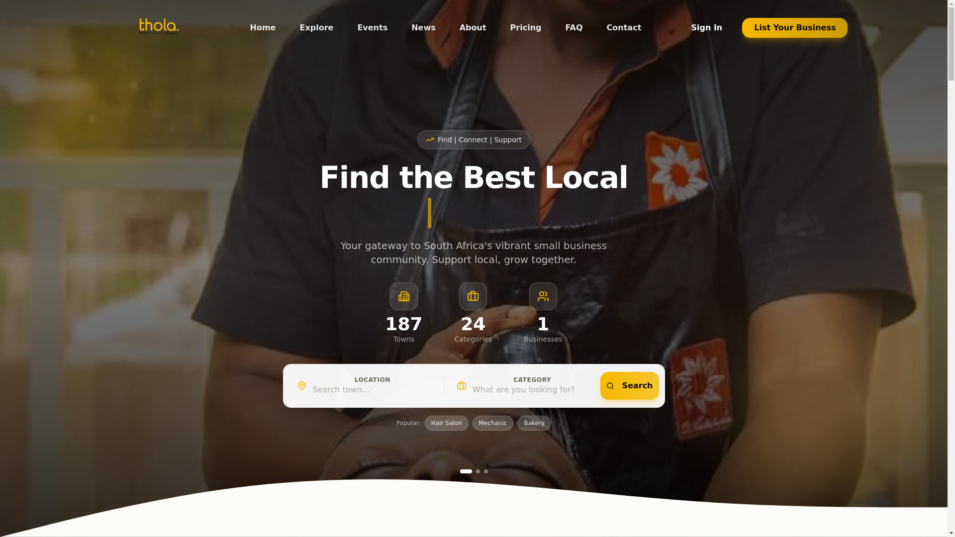 website screenshot of https://tholaonline.co.za/