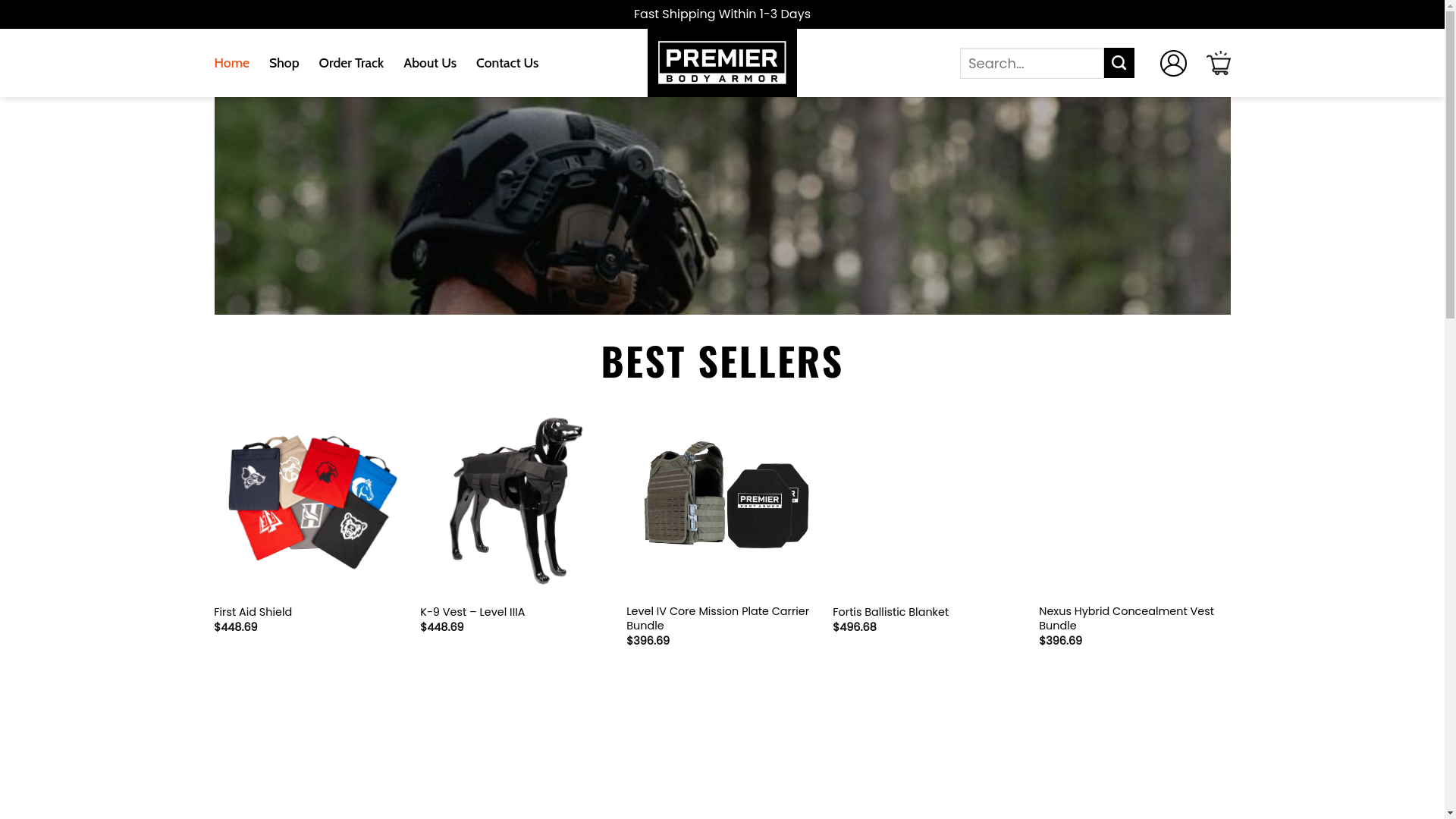 website screenshot of https://thepremierbodyarmor.shop/