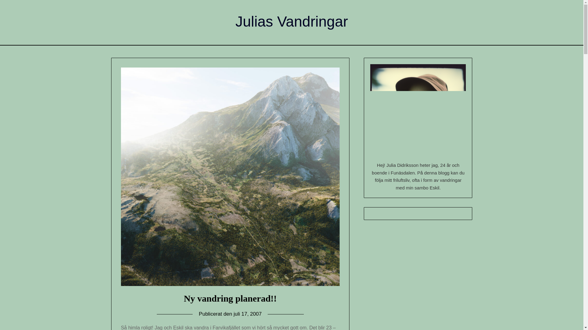 website screenshot of https://www.juliasvandringar.se/