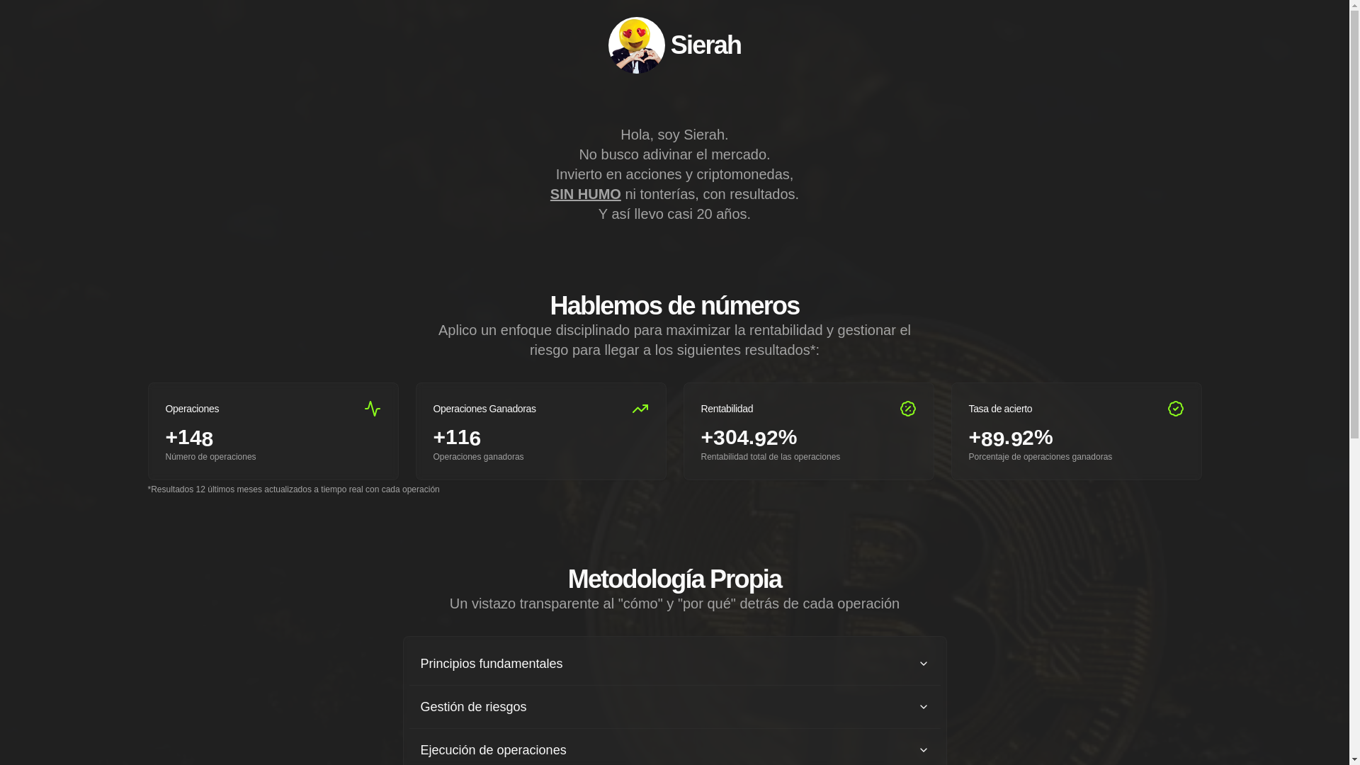 website screenshot of https://sierahm.com/