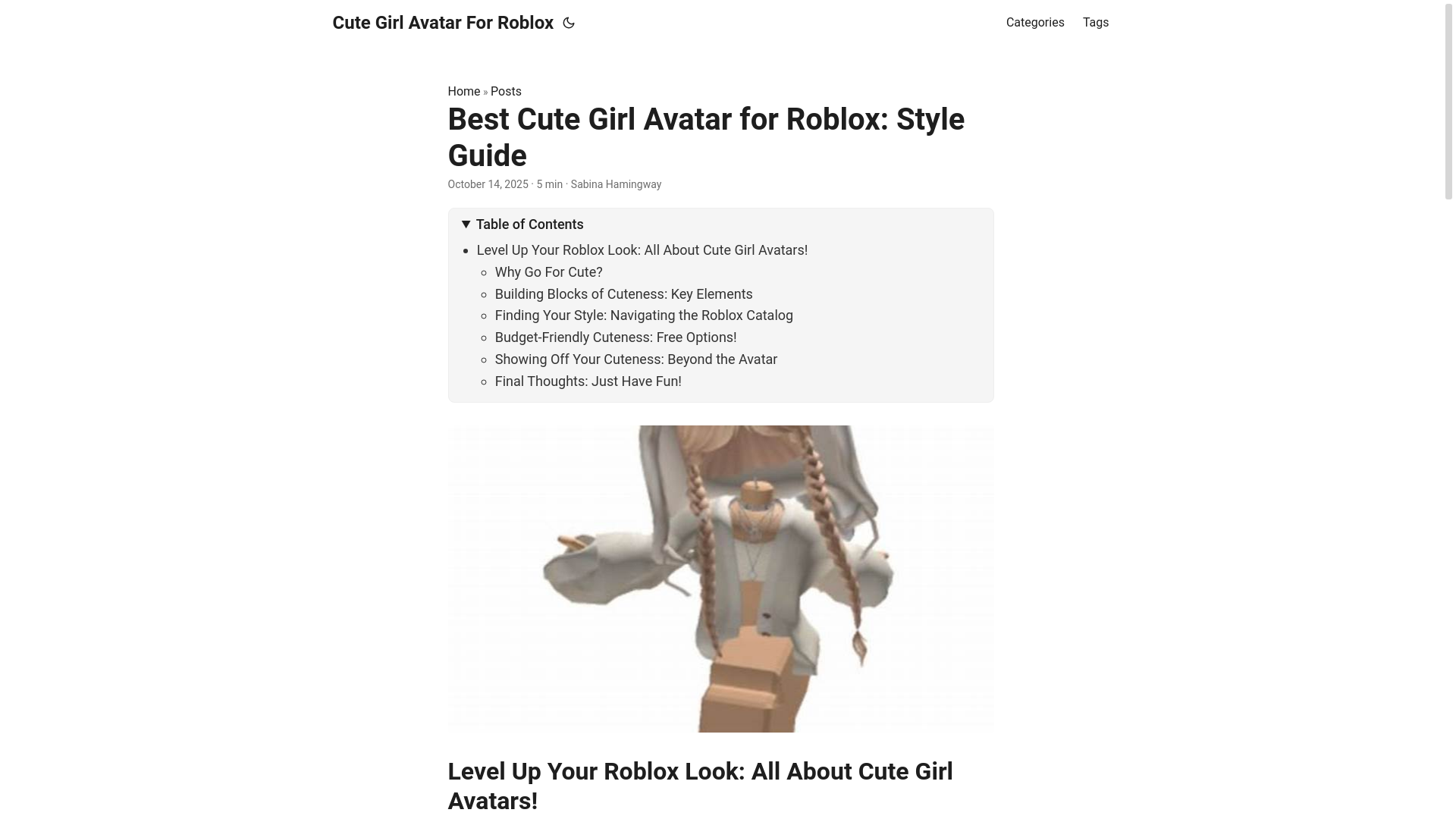 website screenshot of https://cute-girl-avatar-for-roblox.pages.dev/