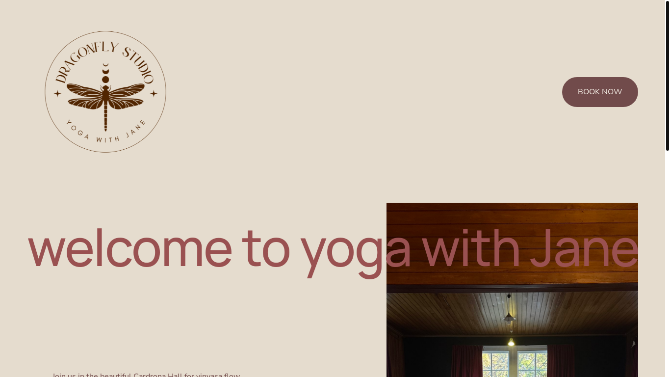 website screenshot of https://dragonflyyogastudio.co.nz/