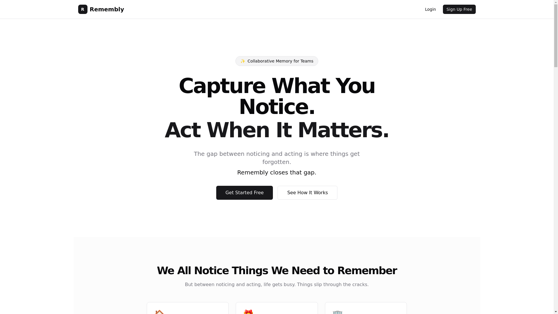 website screenshot of https://remembly.space/