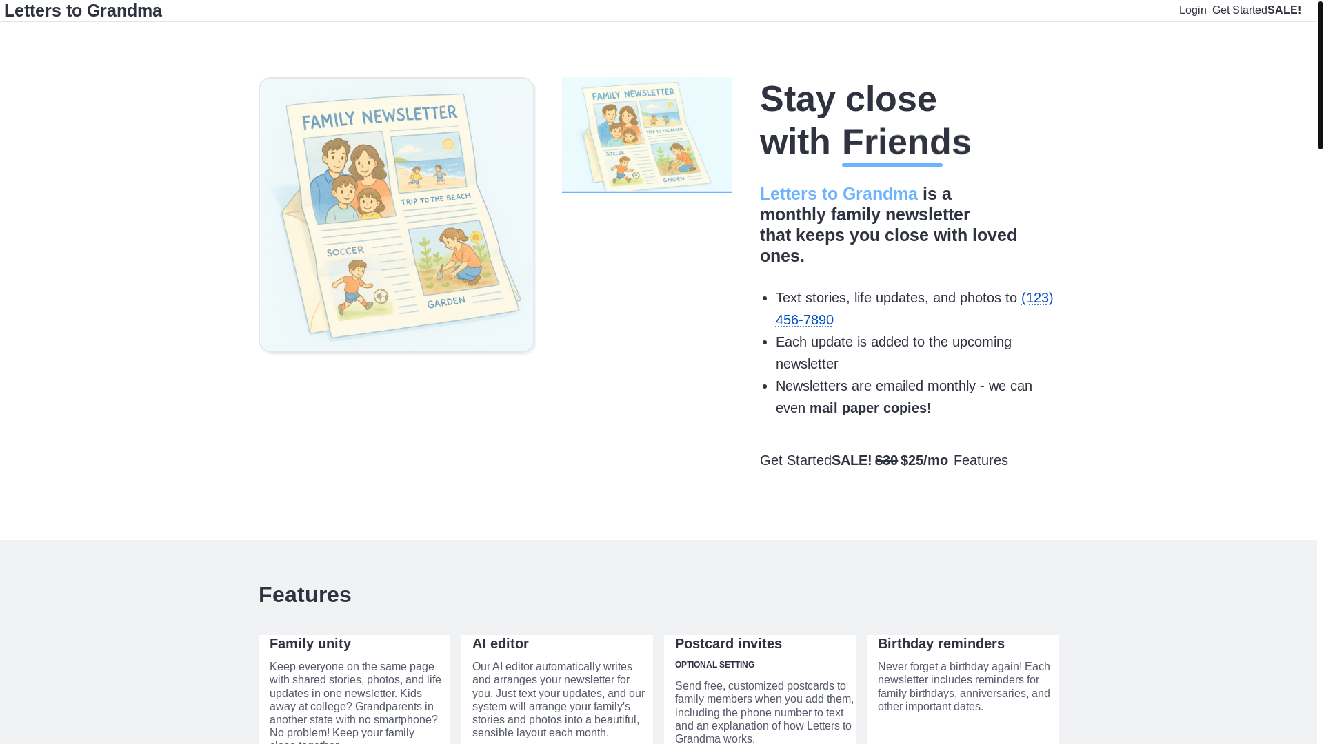 website screenshot of https://letters-to-grandma-sandbox.pages.dev/
