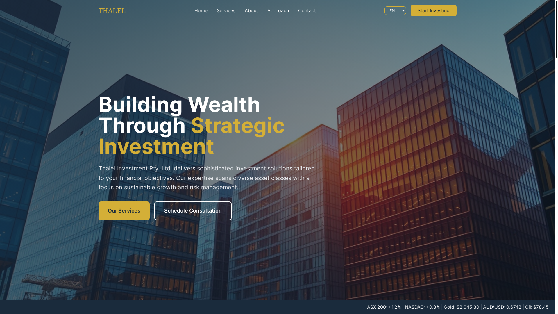 website screenshot of https://thalel-investment.pro/