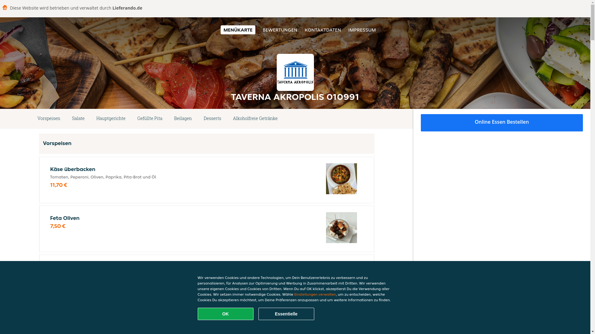website screenshot of https://taverna-akropolisdresden.de/
