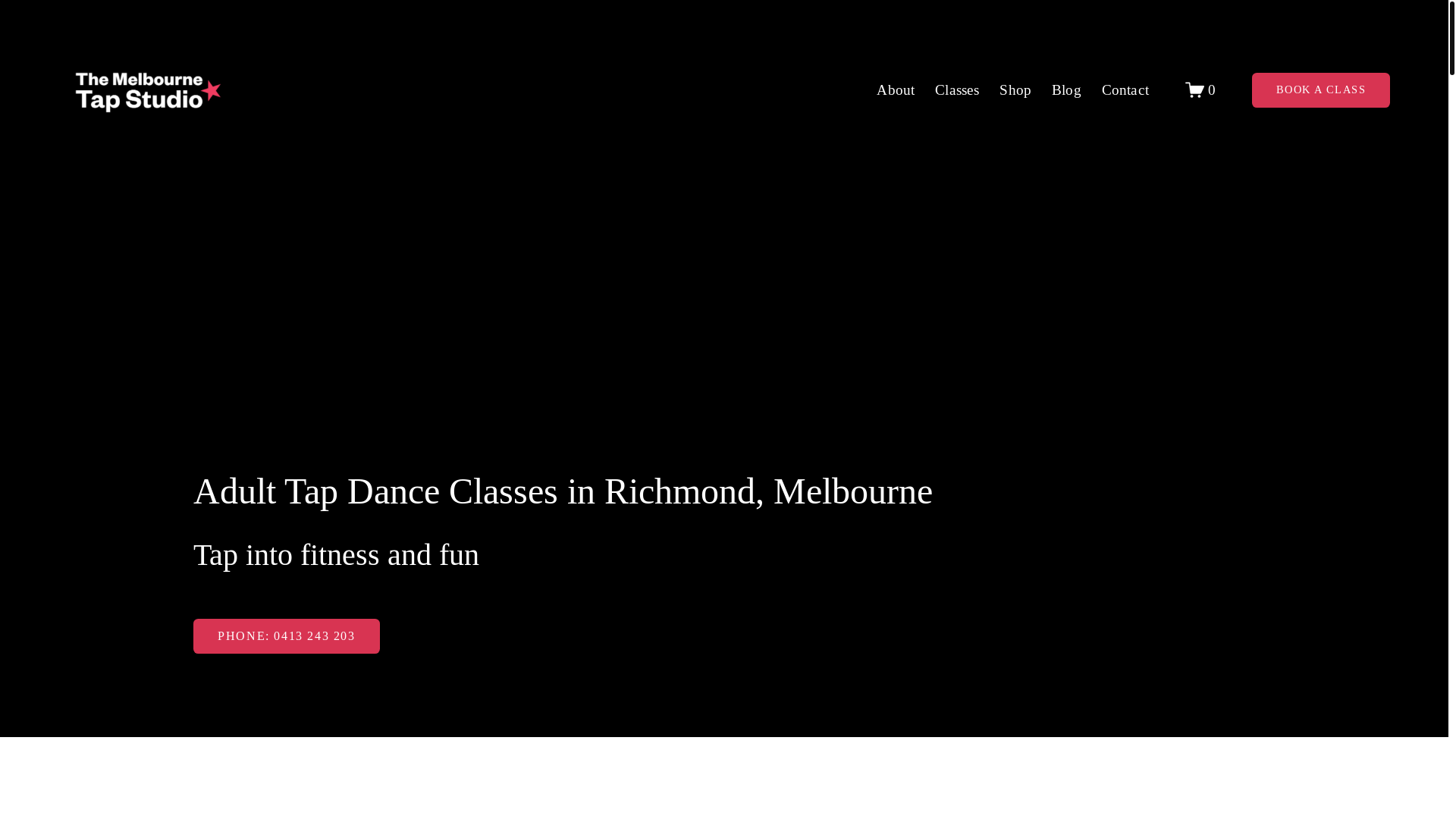 website screenshot of https://onlinethemelbournetapstudio.au/