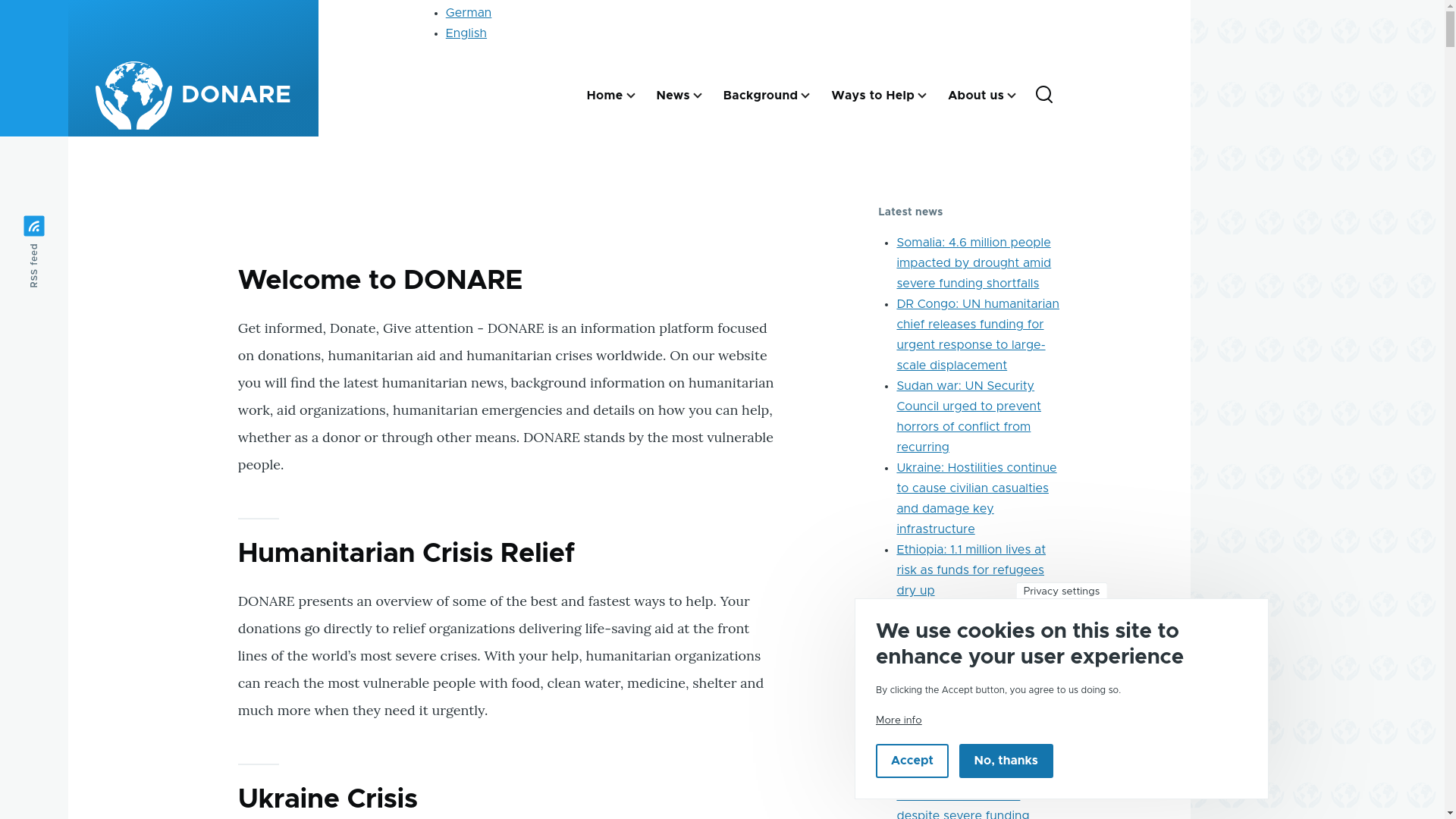 website screenshot of https://donare.info/en
