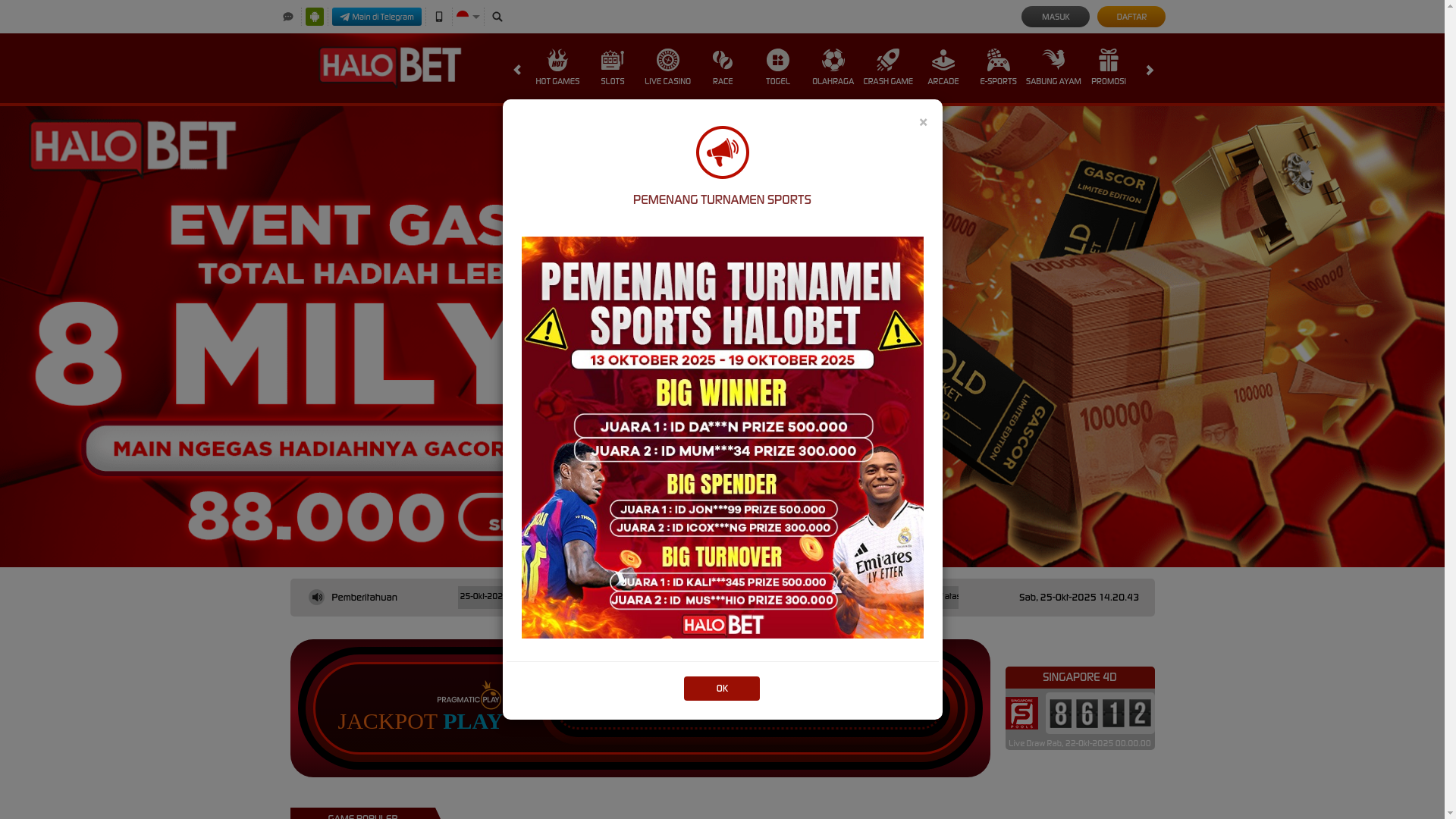 website screenshot of https://halobet-greats.click/