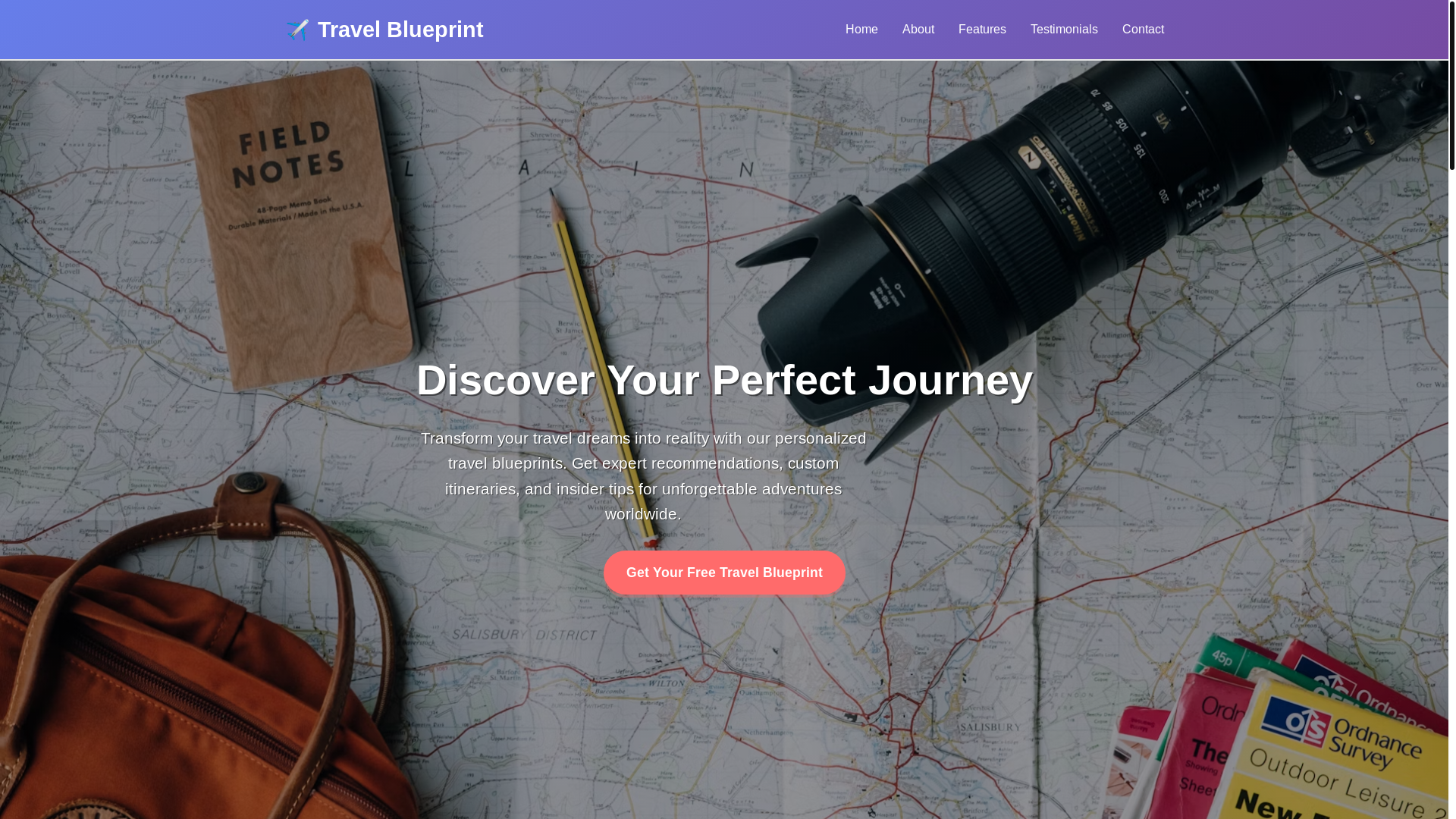 website screenshot of https://travelblueprint.xyz/