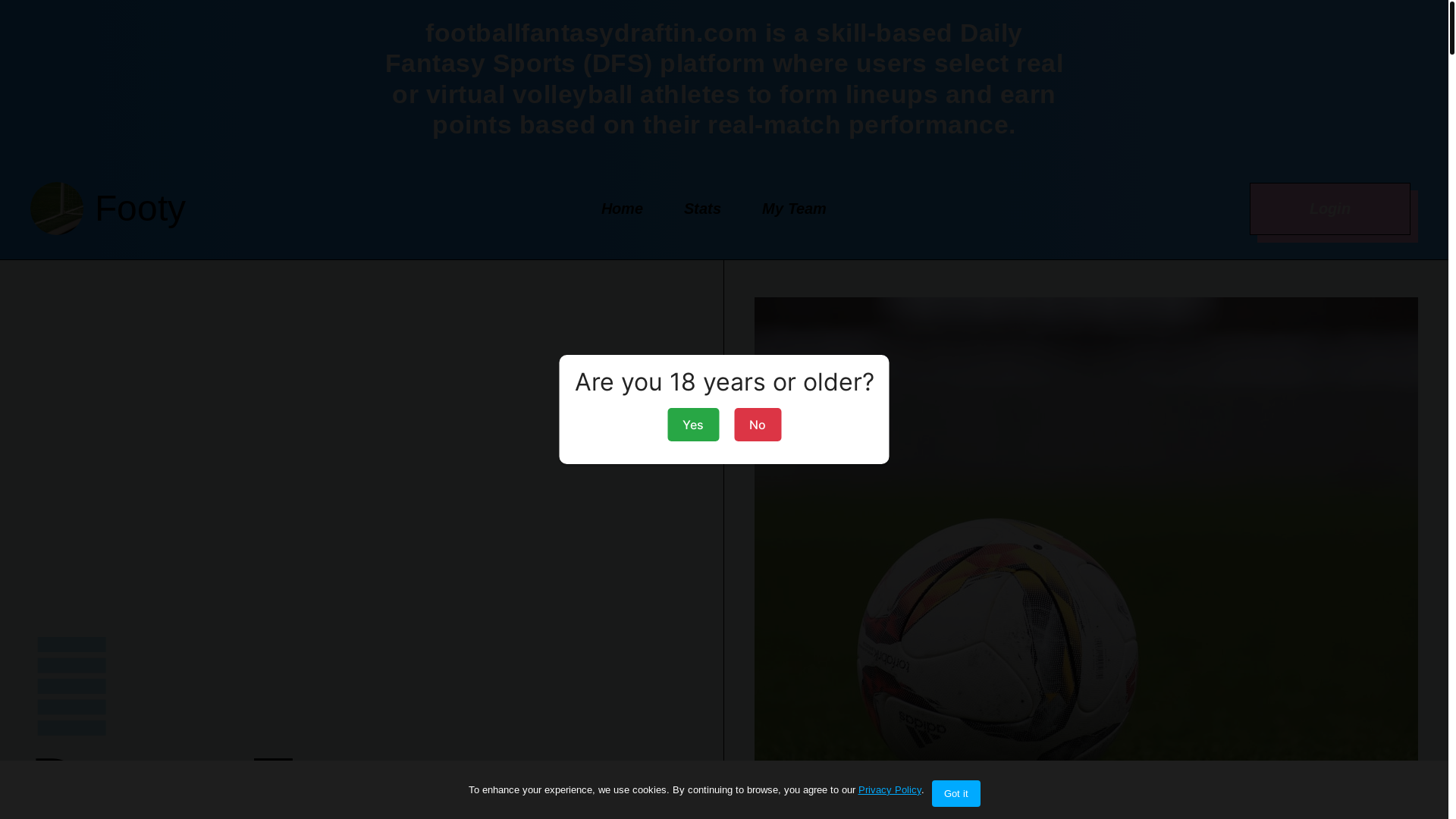 website screenshot of https://footballfantasydraftin.com/