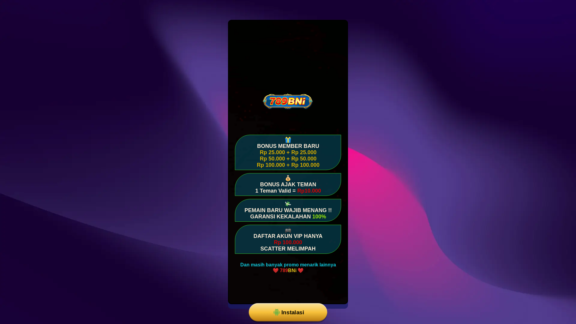 website screenshot of https://789bnievent.com/