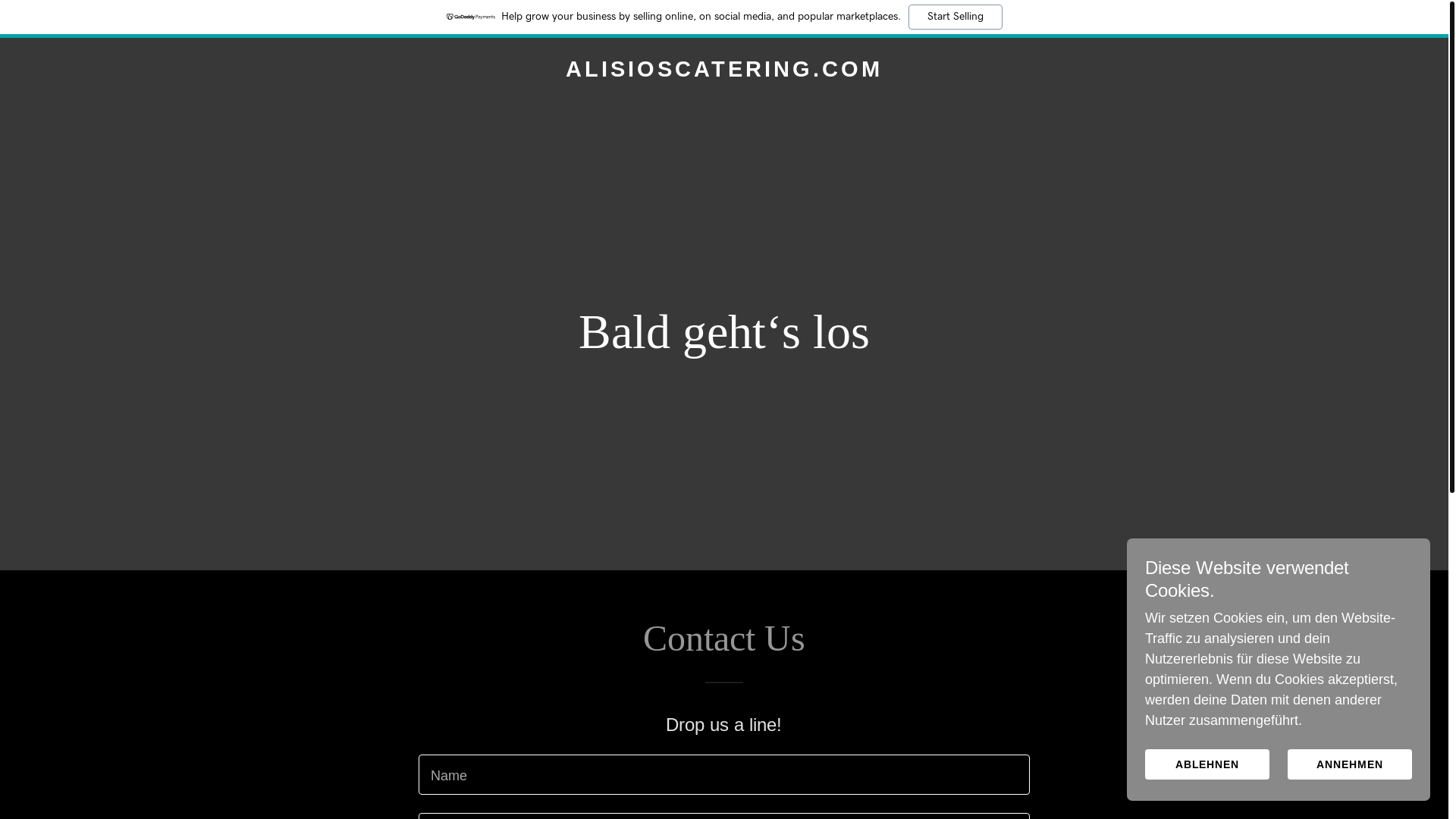 website screenshot of https://alisioscatering.com/
