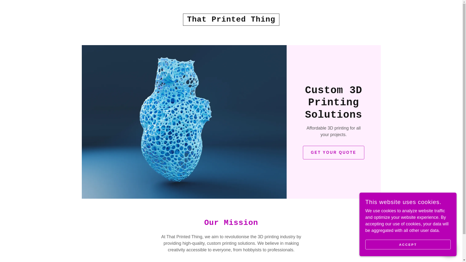 website screenshot of https://thatprintedthing.com/