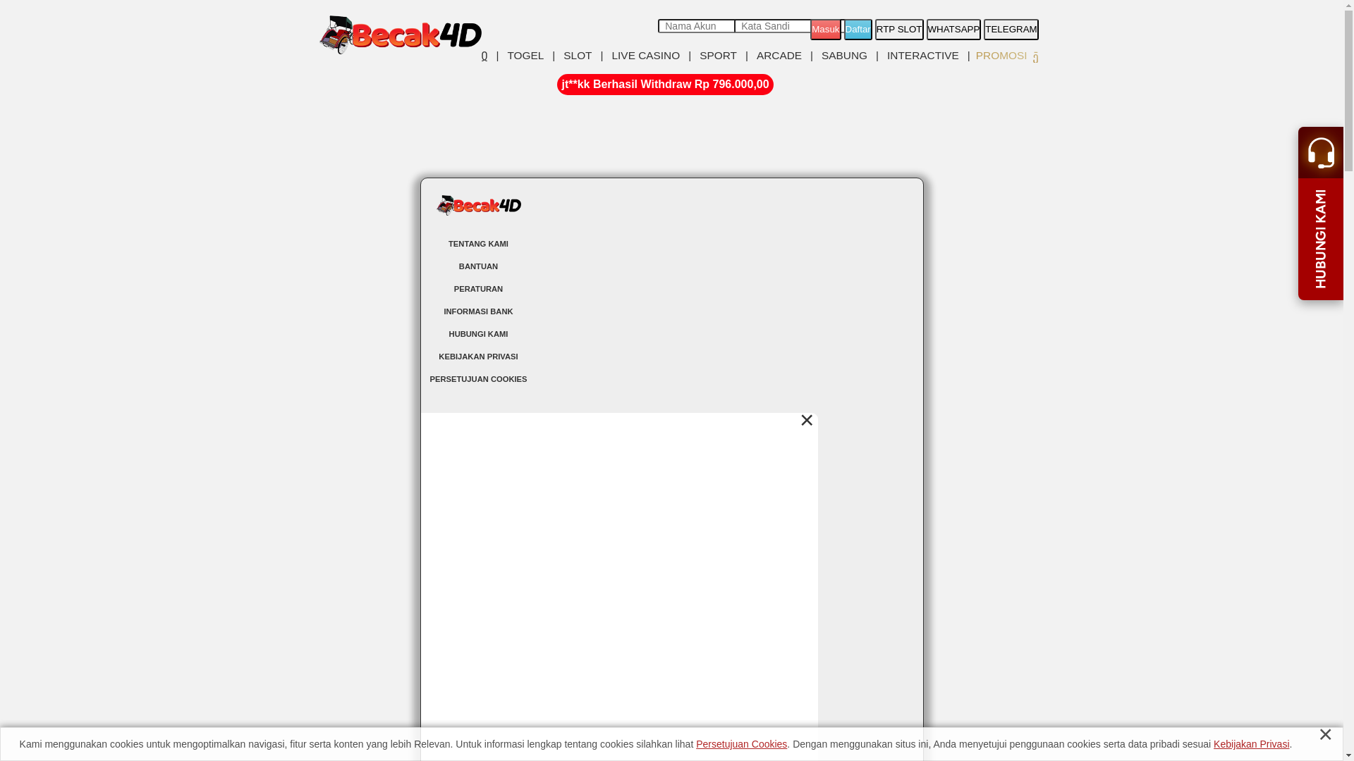 website screenshot of https://becak4dasik.store/