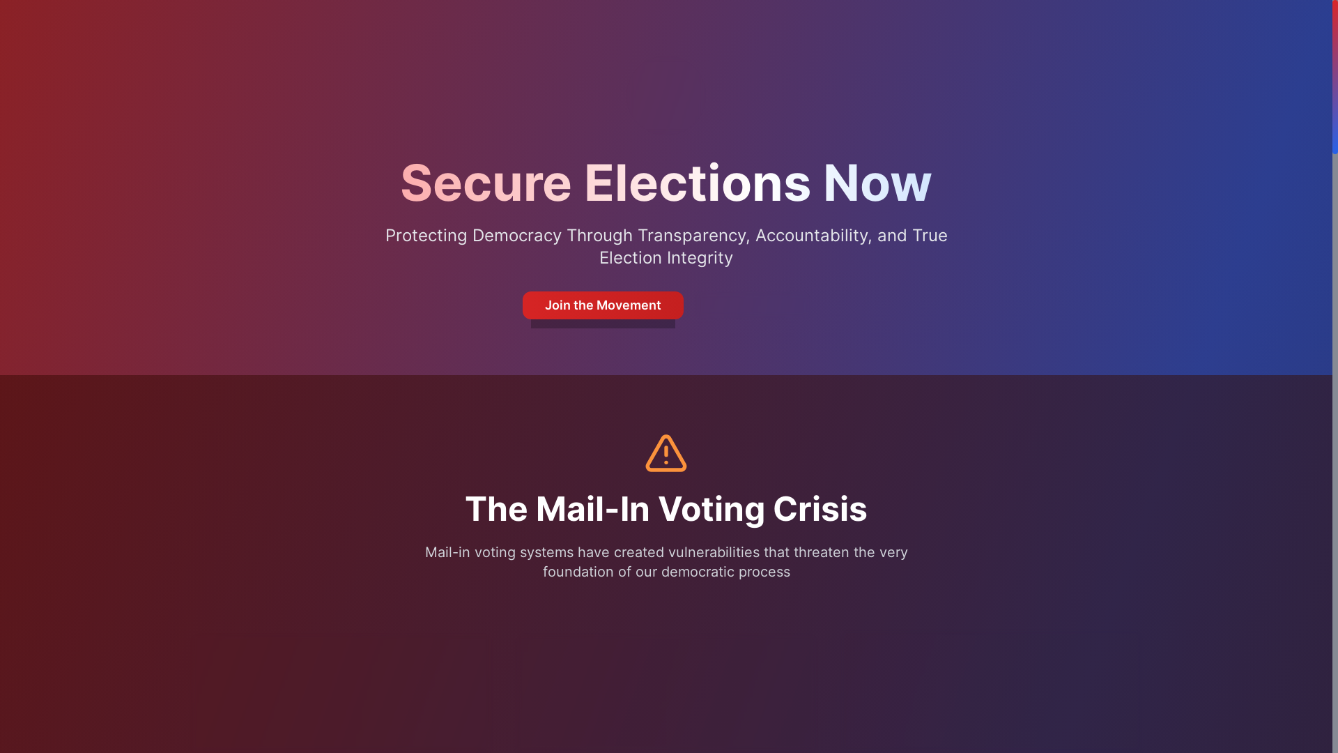 website screenshot of https://secureourelectionsnow.org/