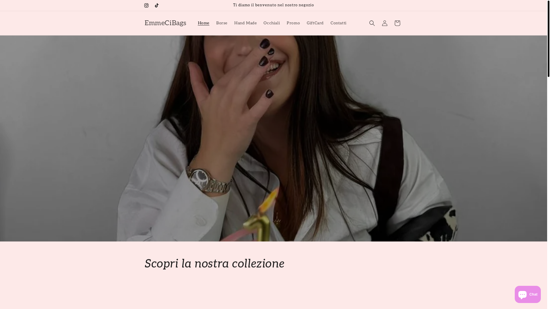 website screenshot of https://emmecibags.com/