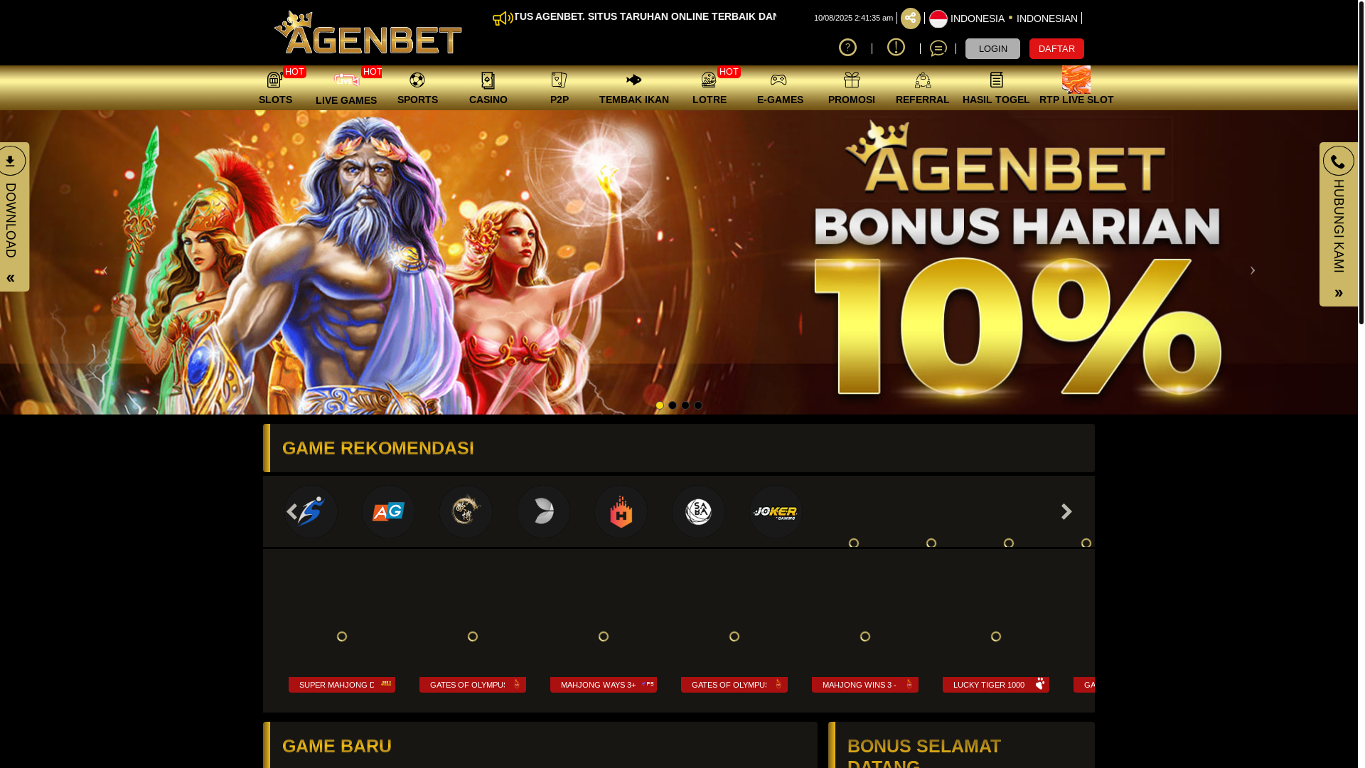 website screenshot of https://agenbetcc.shop/